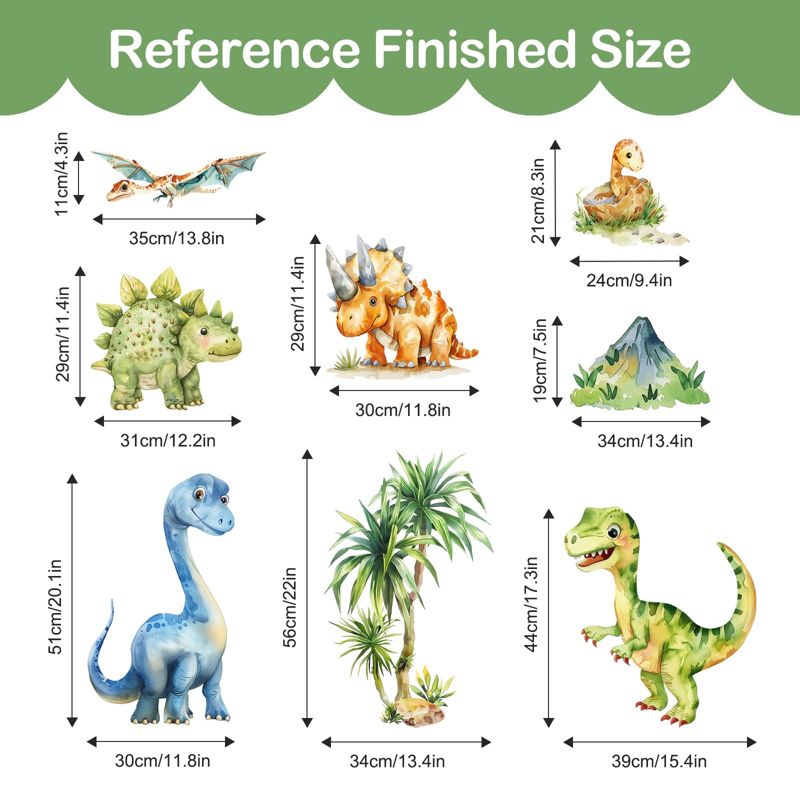 Tanlaby Dinosauri Adesivi Murali Animali Tropicali Acquerello Decorazione Murale per Bambini