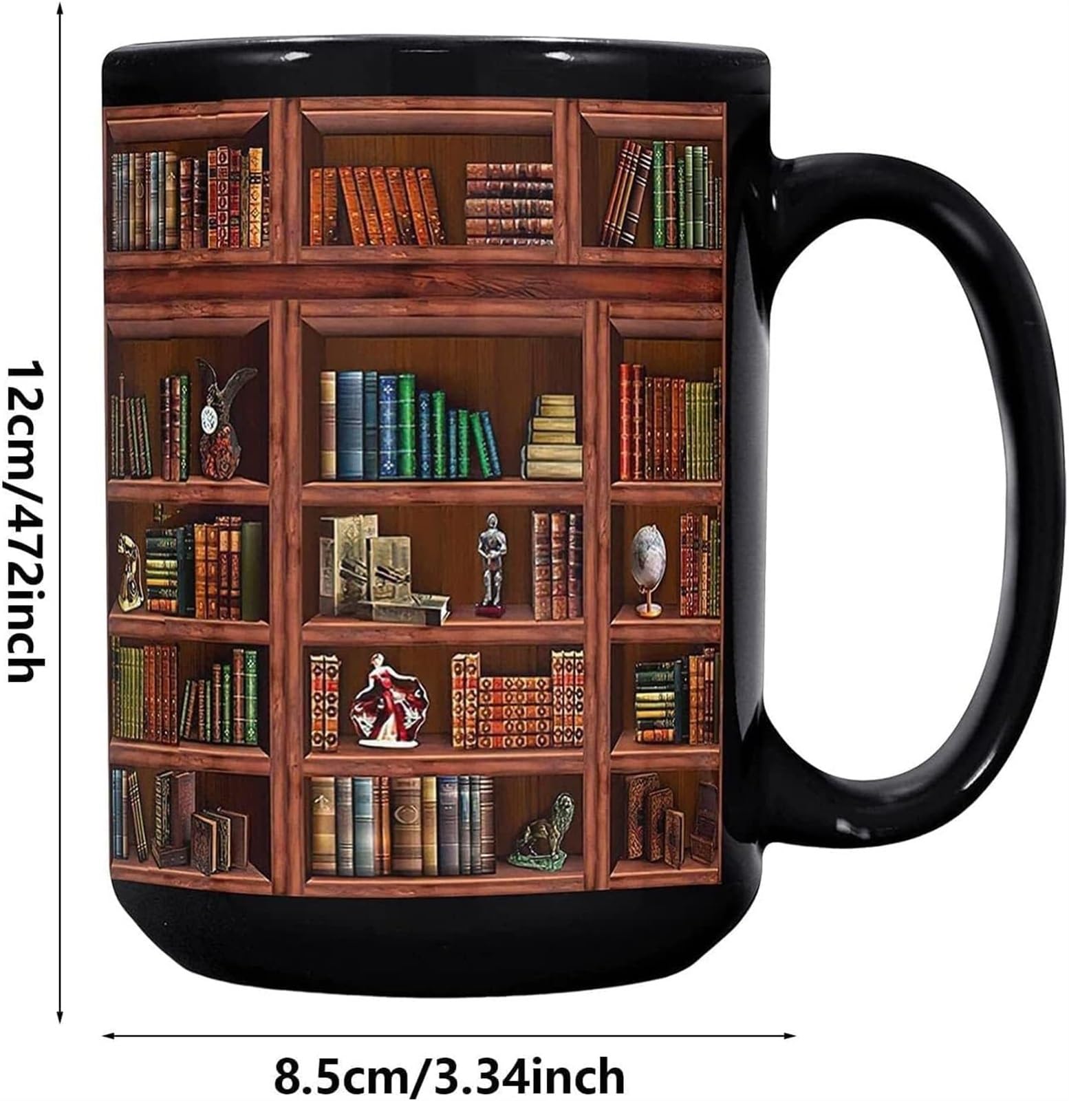 KanDuo Personalisierte Kaffeetasse, Keramik-Trinkbecher, Keramik-Wassertasse, Kaffeetasse, Buch-Kaffeetasse – lustige Keramik-Buchclub-Tasse, 430 ml, beidseitig Bedruckte Bücherregal-Tasse f