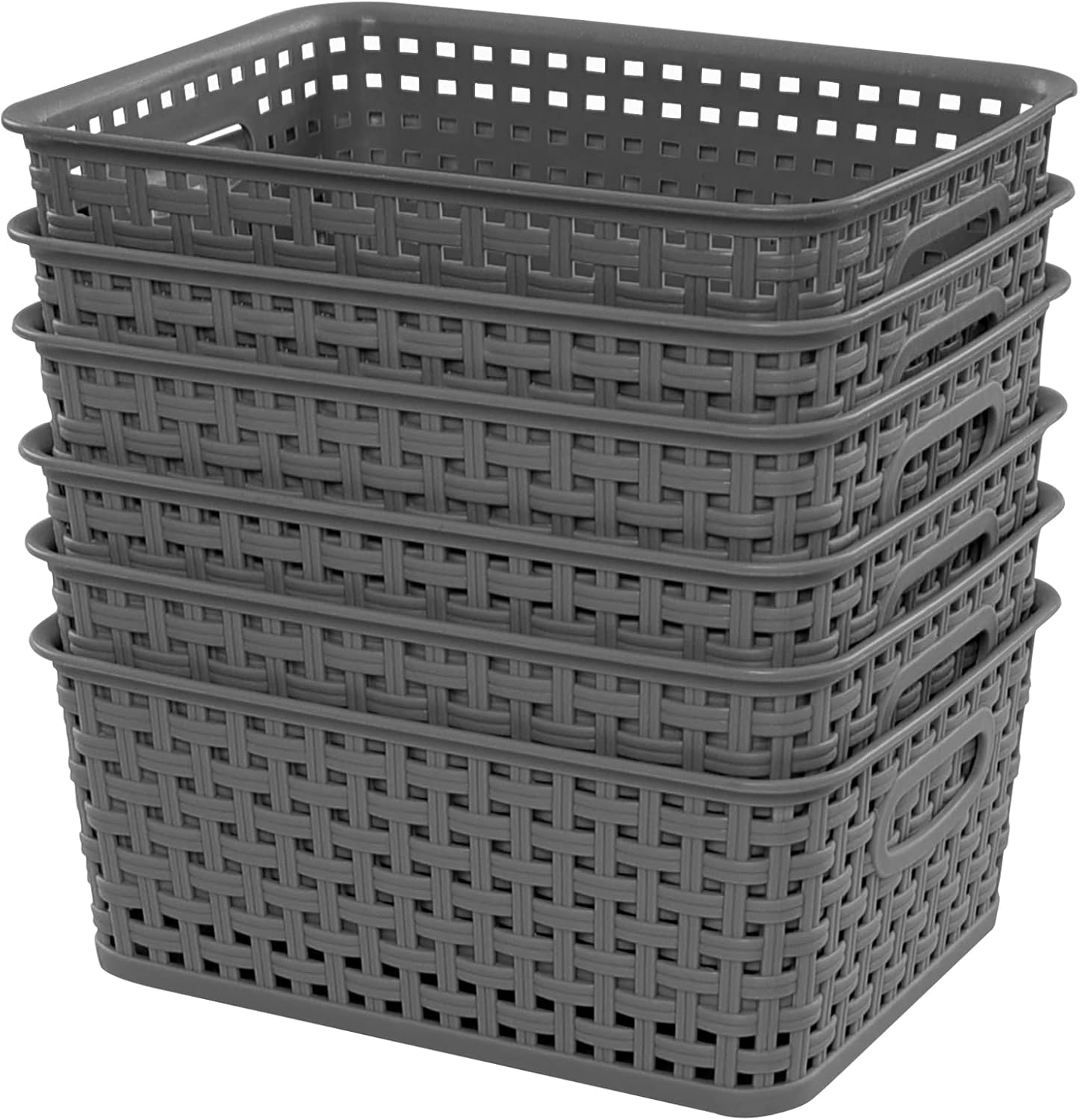 Farmoon 6 Pack Plastic Pantry Basket Bin, Small Weave