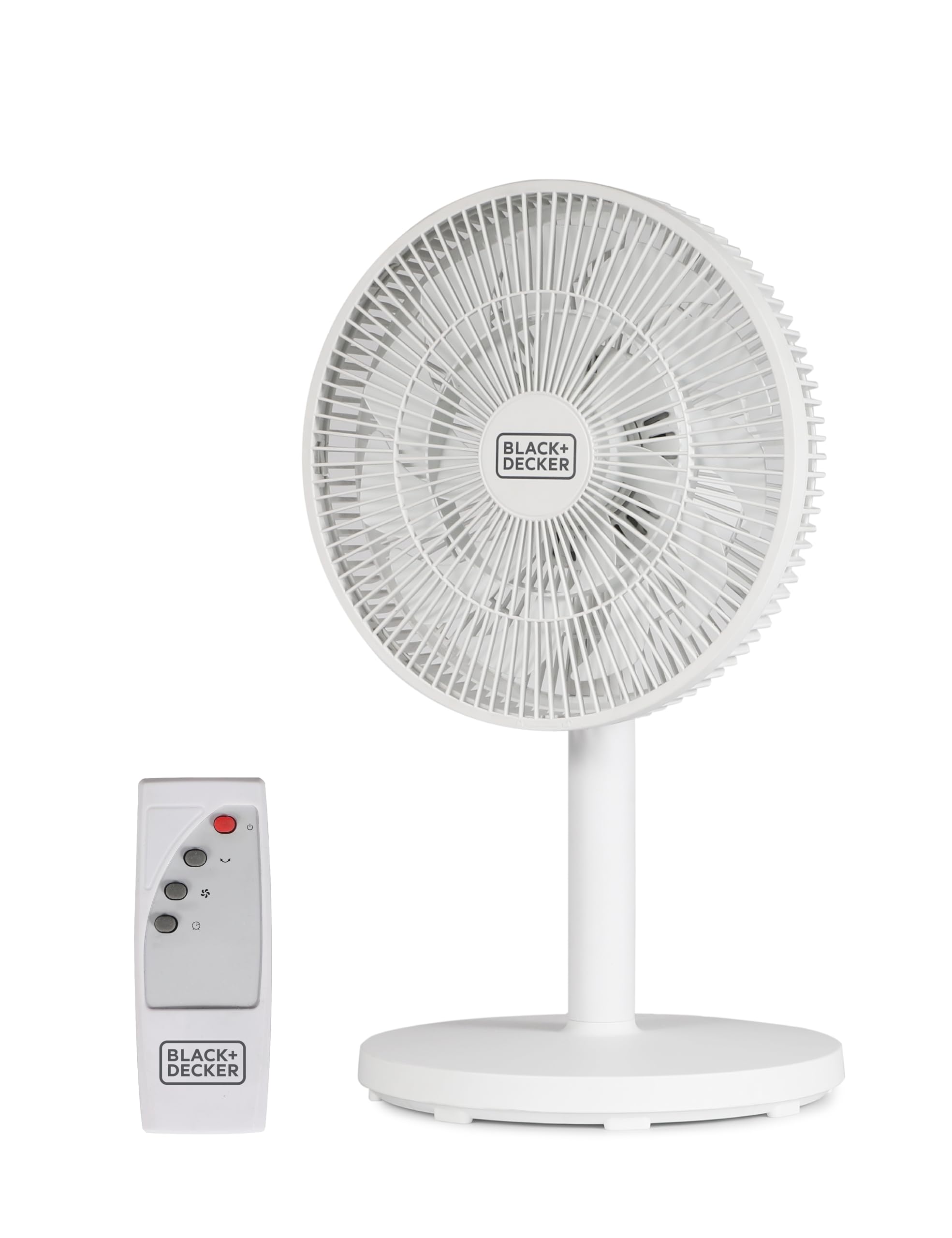 BLACK+DECKER 12-Inch Dual Blade Table Fan with Remote, BFDTD12VW, Desk Fan for Home and Office, Tabletop Fan with 3 Speed Settings, 90-Degree Oscillating Fan with Adjustable Tilt, White