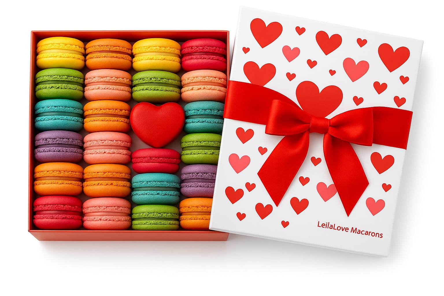 LeilaLove Macarons 21 mon Amour gift box with individually wrapped macarons