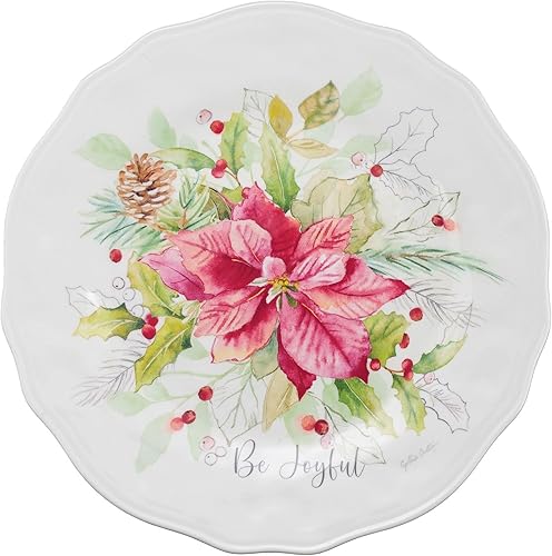 Miniatura 6 de UP ware - Juego de vajilla de melamina de 12 piezas, incluye platos llanos, platos de ensalada, cuencos, servicio para 4 personas (Joyful Holiday)