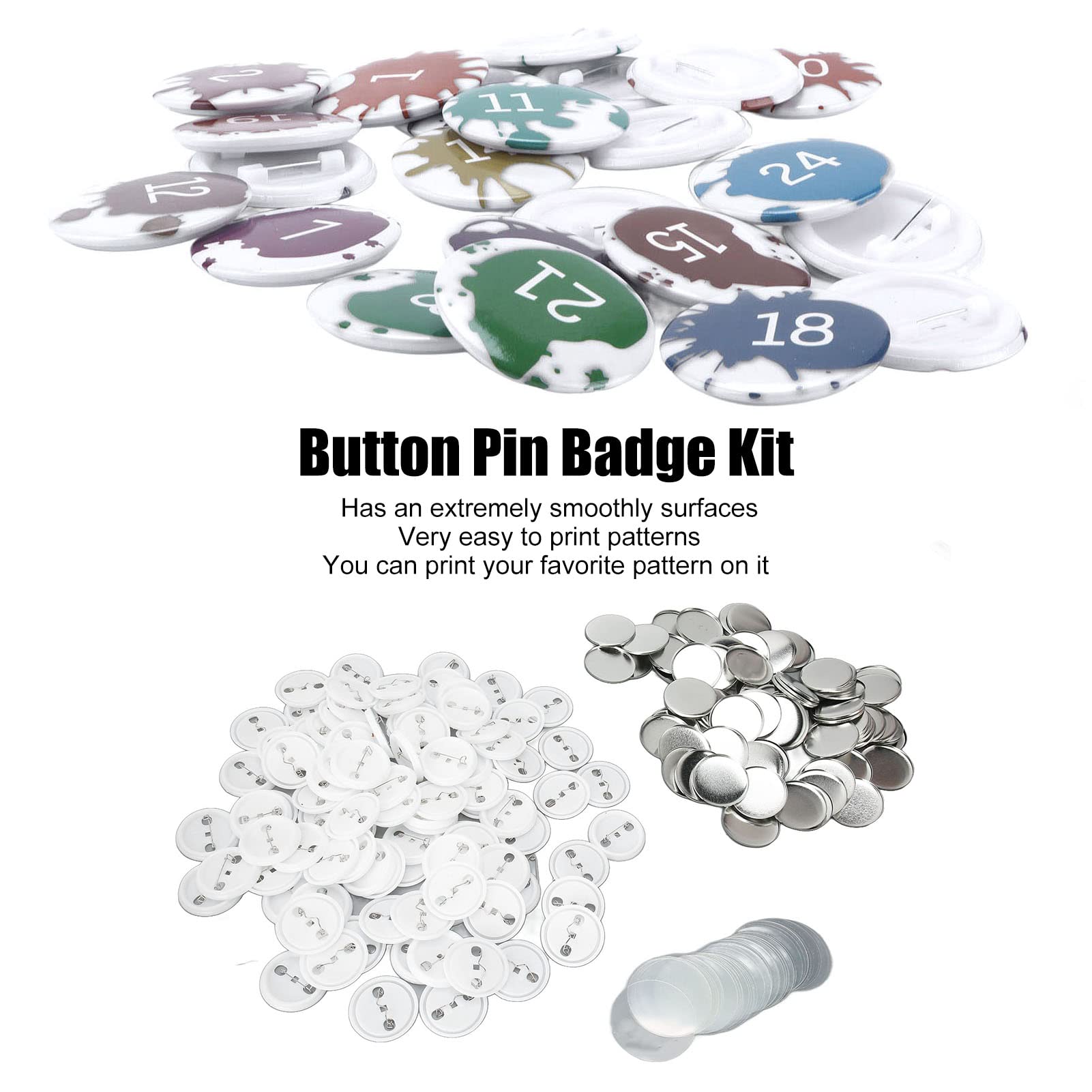 100 Set di Spille Fai-da-te Parte Spille in Plastica in Latta per Bottoni in Bianco per Macchina per la Creazione di Badge (44 MM) Handcraft Materials