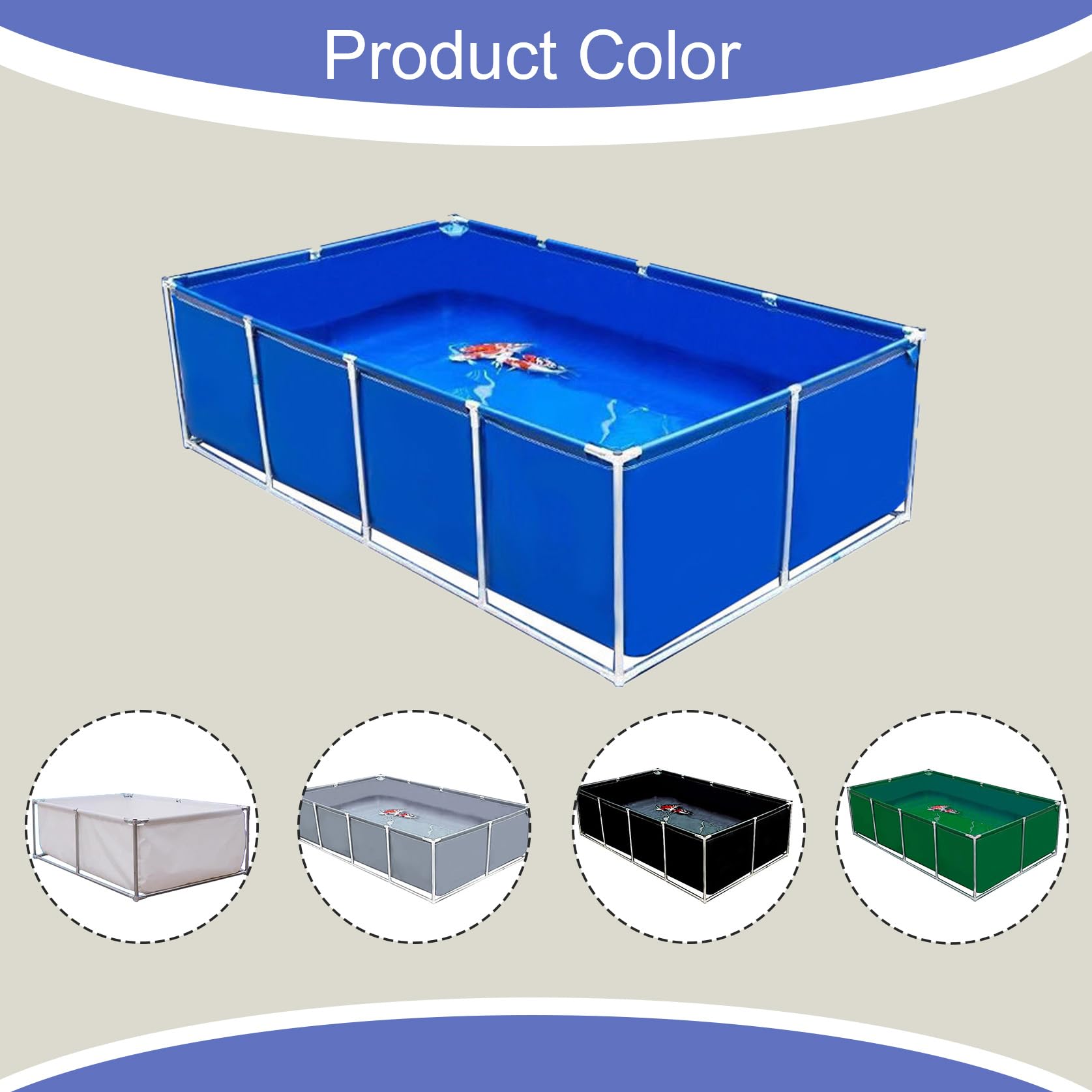 Aquarium-Teichbecken mit Rahmen und Ablassventil, PVC-Plane für oberirdischen Fischteich, Koi und Goldfische