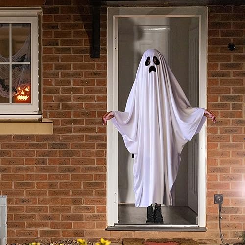 Miniatura 2 de STARLAN Capa de fantasma blanca de Halloween, traje de fiesta temática de fantasma, bata de fiesta con máscara para hombres y niños