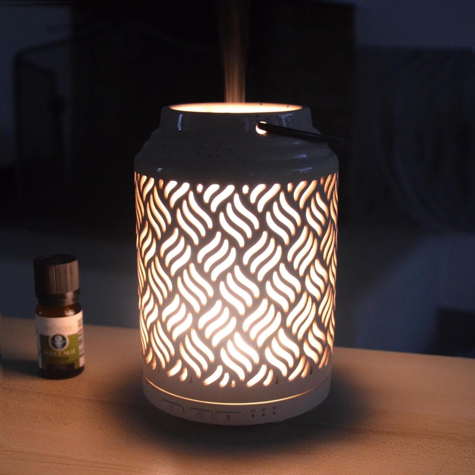 Zen'Arôme Diffusor für ätherisches Öl, WLAN Venedig – elektrischer Diffusor, kompatibel mit Alexa/Google Home – vollständige Kontrolle über die App Tuya Smart – natürliche Materialien Holz und Keramik