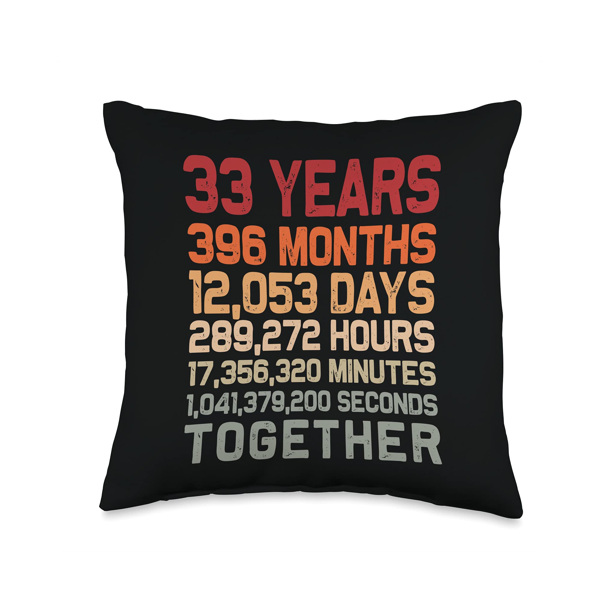 Amazon.com: Couple 33Rd Anniversary Gifts Co. Retro 33 Years Together Cool  33Rd Couple Wedding Anniversary Throw Pillow, 16X16, Multicolor : Home &  Kitchen