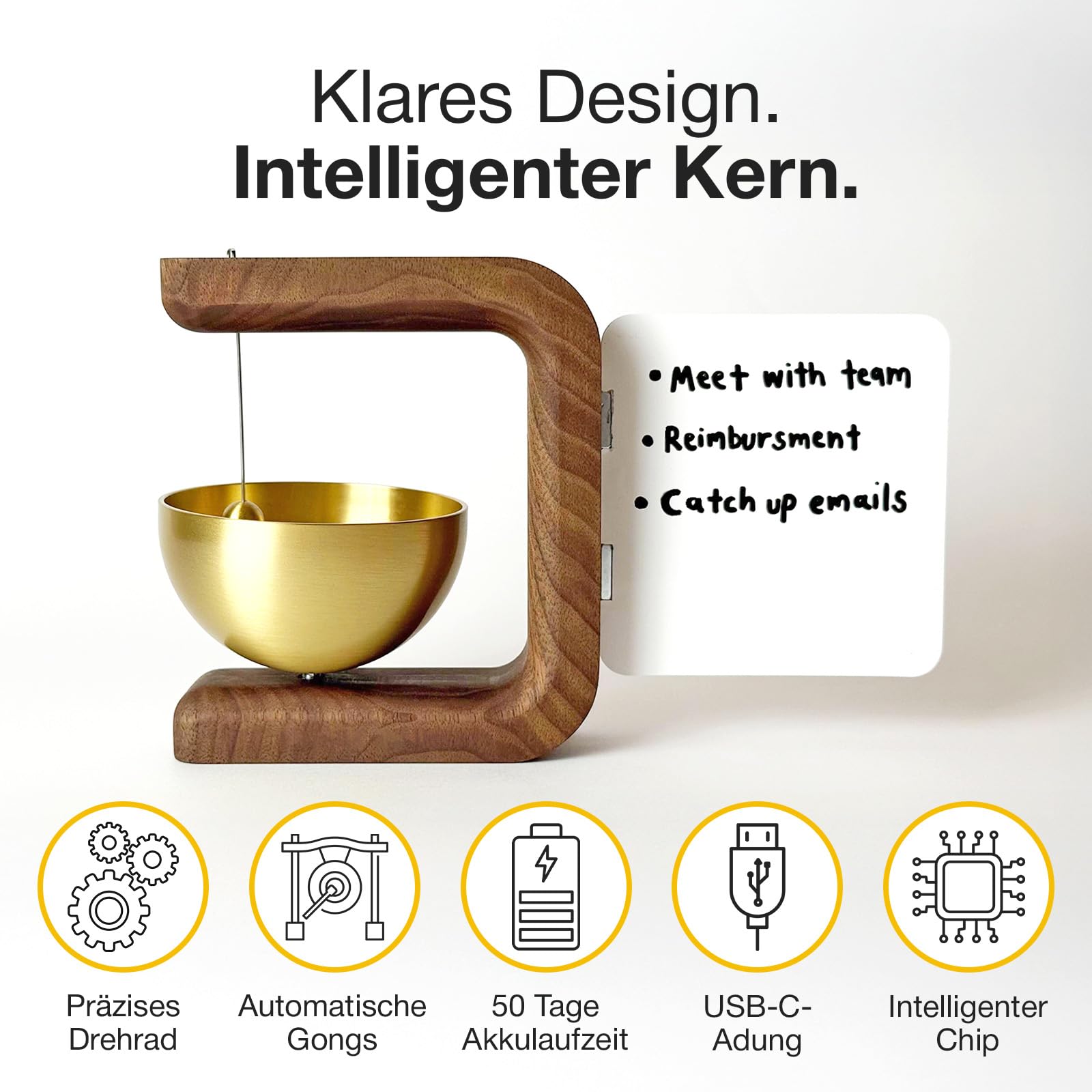 Pro Timer P2 Eleganter Pomodoro Holzwürfel mit Magnettafel für Fokus | Notieren Sie Aufgaben auf der Magnettafel und bleiben fokussiert organisiert