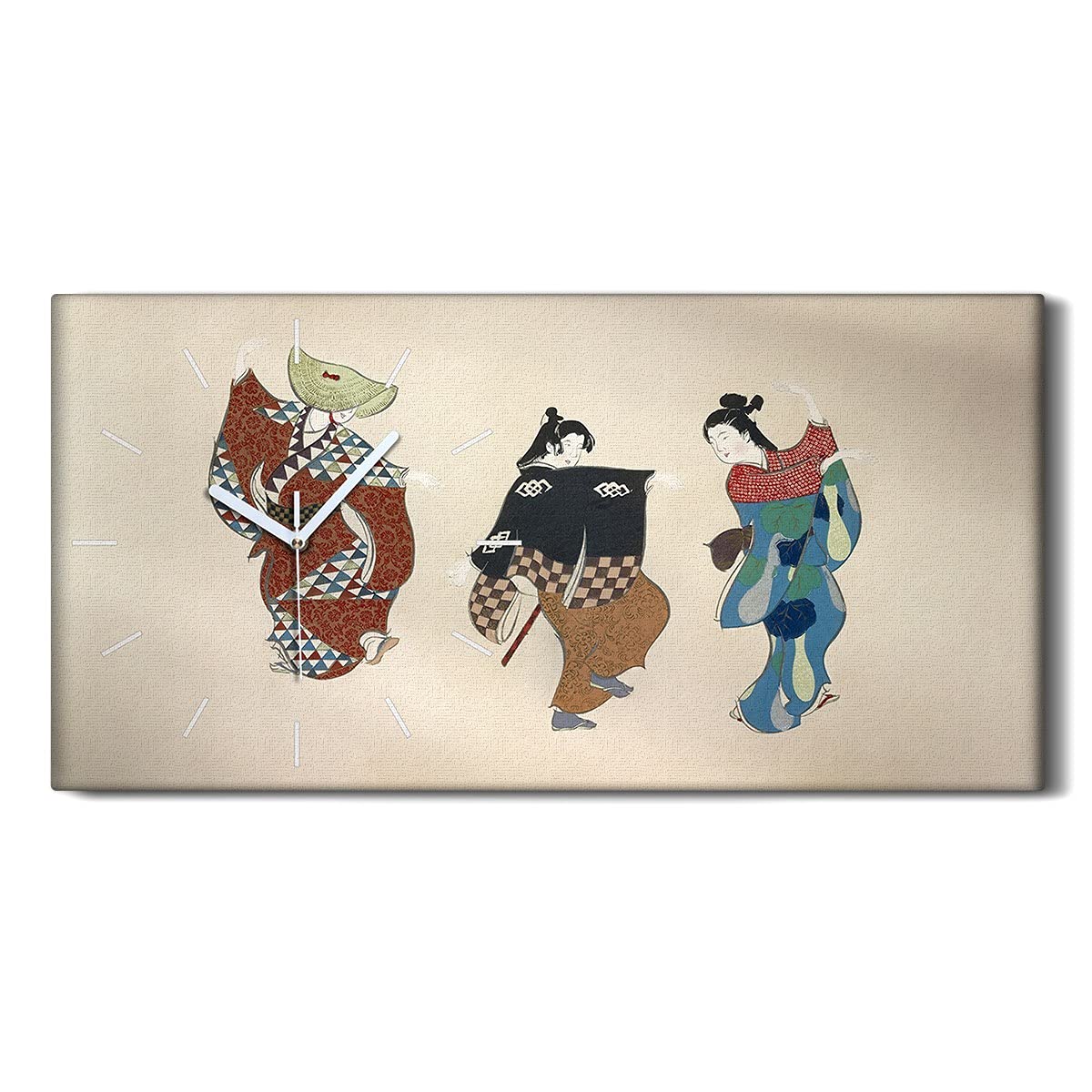Horloge sur toile femme asiatique en kimono pour un salon zen au calme absolu