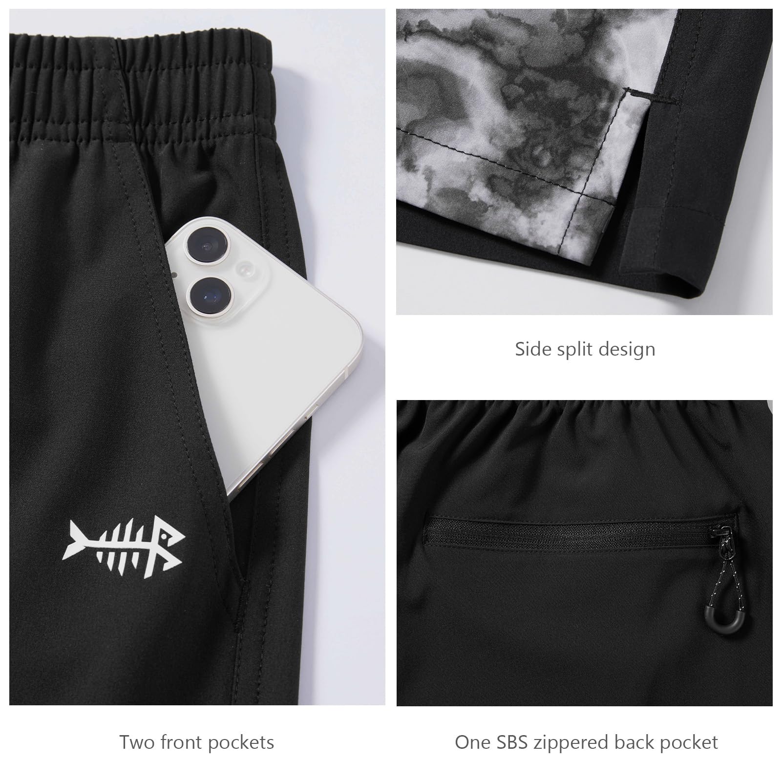 Bassdash Homme Short de Sport 7 Pouces Short Randonnée Léger Imperméable et Sport Séchage Rapide avec Poches Zippées Shorts FP06M