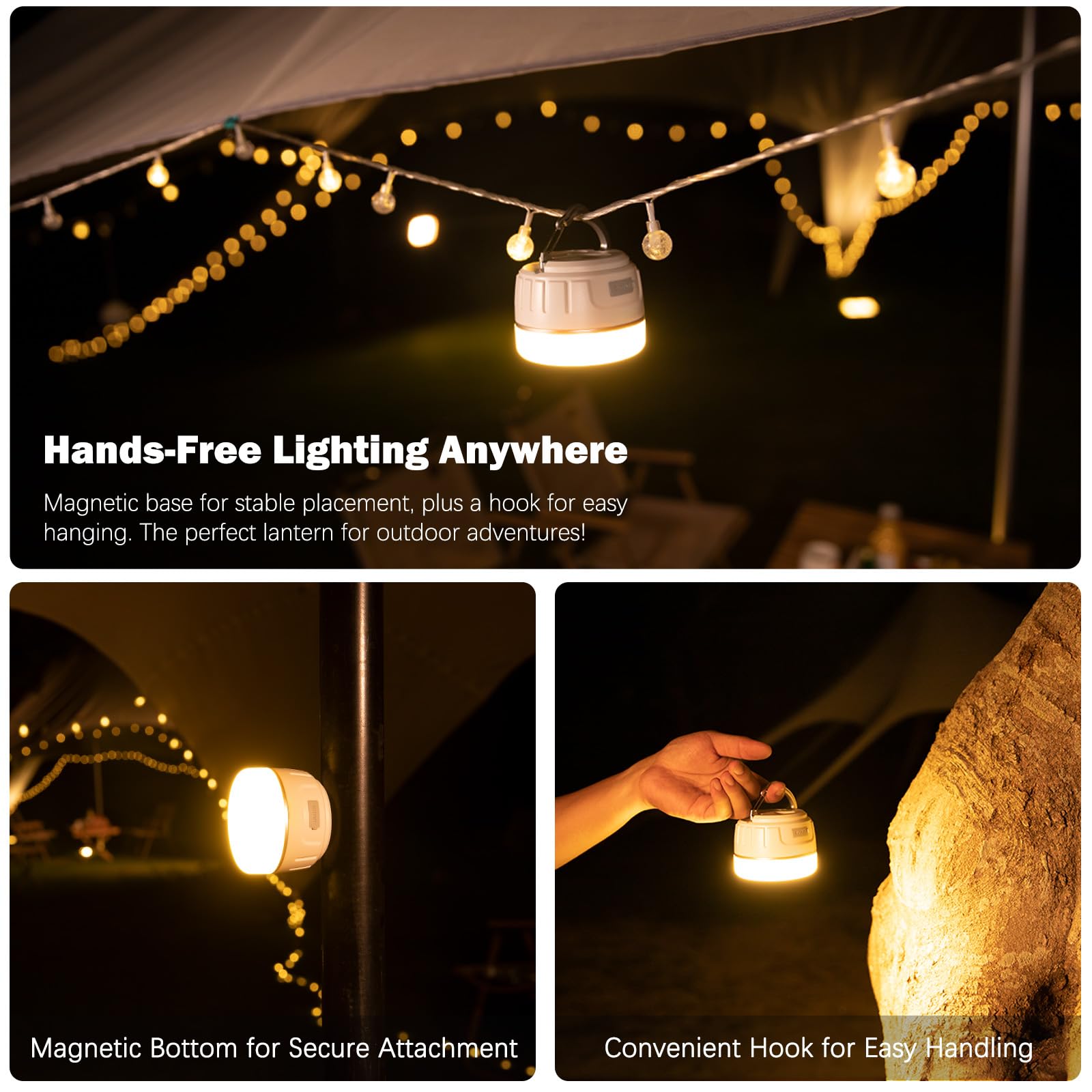 Yonktoo Lanterne de camping LED rechargeable 1000 lm, 300 h d'autonomie, 6400 mAh, lampe de tente étanche IPX5 pour camping, randonnée, pannes de courant, maison, utilisation d'urgence, édition à