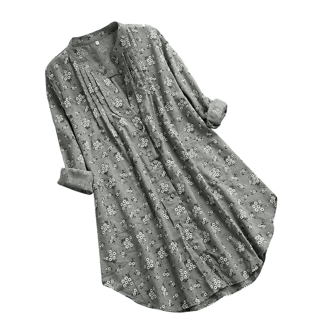NUSGEAR 2022 Blusa Camisa Mujer otoño Elegante Floral impresión Manga Larga Moda Blusas Camisa Largo Cuello en v Basic Camiseta Casual Tops Fiesta T-Shirt Original tee Talla Grande