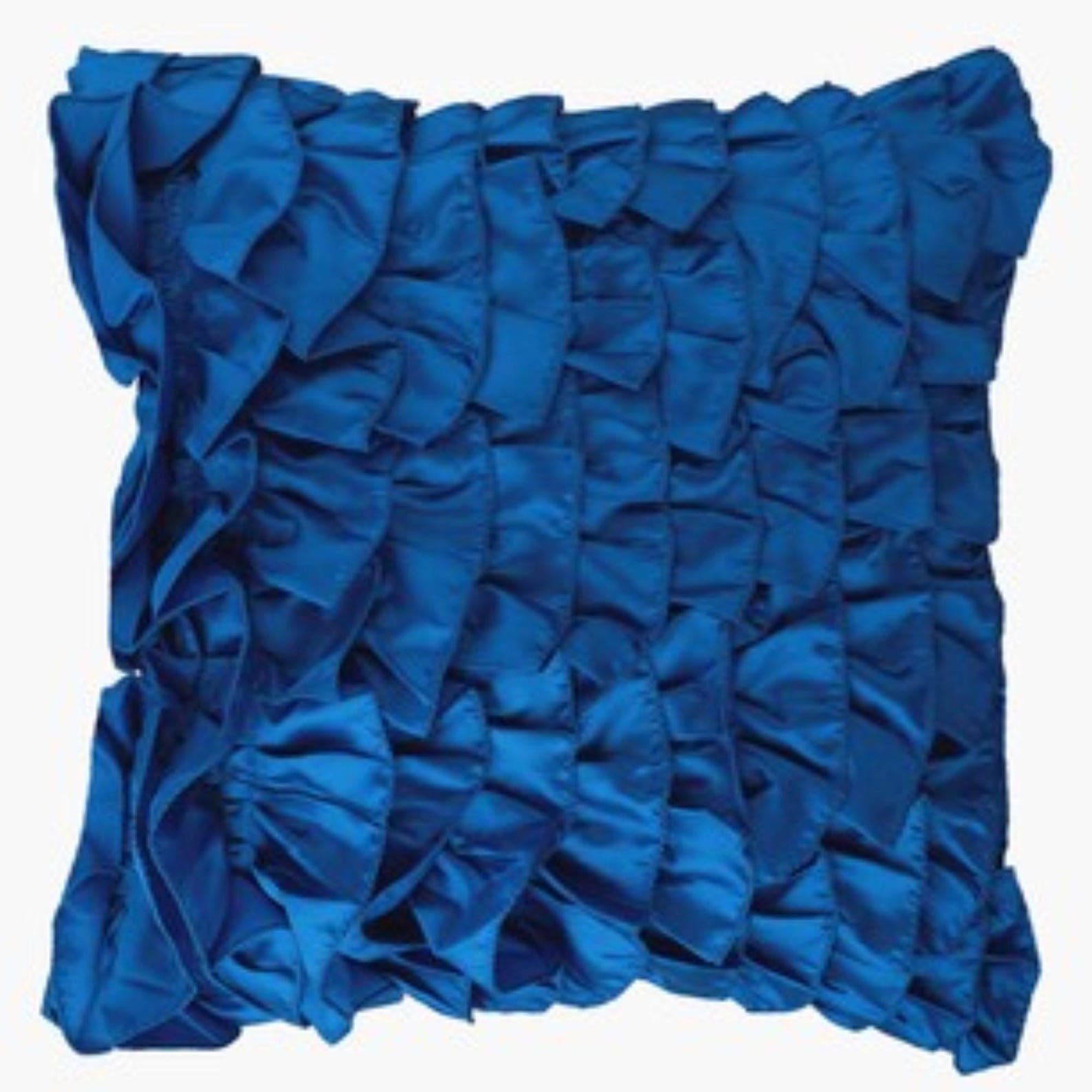 The HomeCentric Blue Euro Sham Covers, 65x65 cm (26x26 inch) Euro Cushion, Vintage Style Ruffles Shabby Chic Euro Cushion Shams, Satin Euro Shams, Solid Modern Euro Shams, Solid - Vintage Blues โ image 1