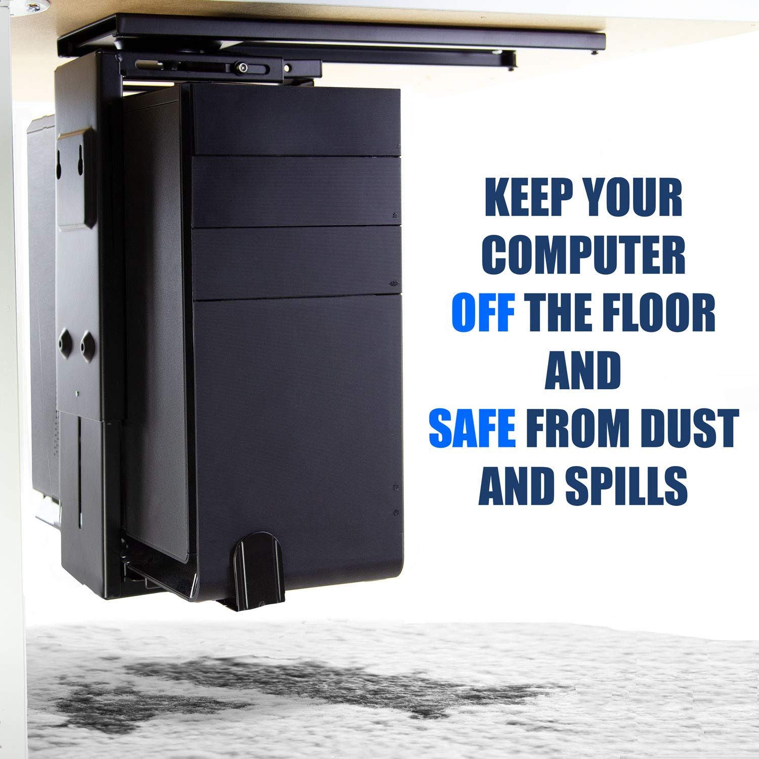 MountIt! CPU Desk Mount Adjustable Under Desk Computer Mount with AntiTheft Screw, CPU