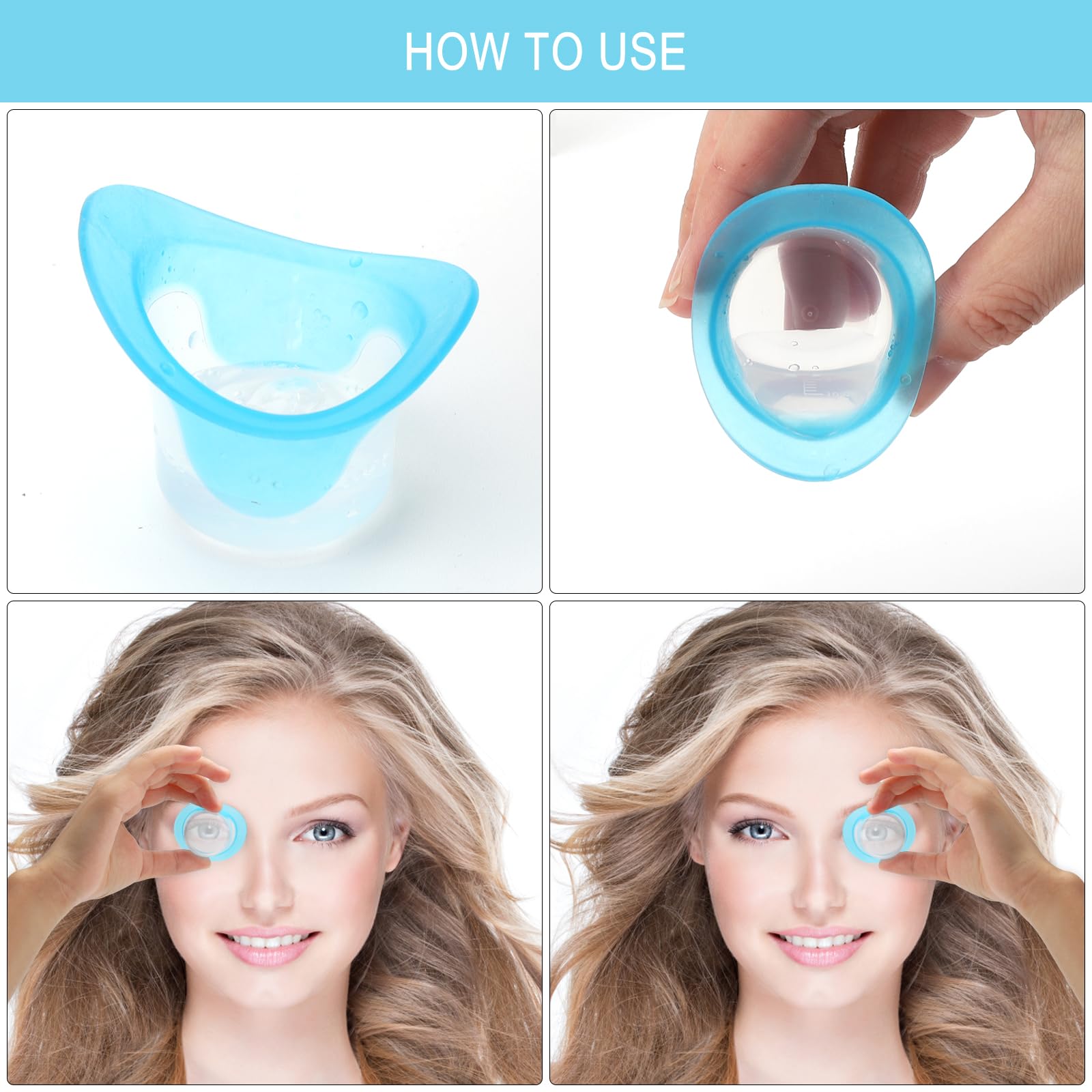 APOMOONS 2 Pezzi Tazza da Bagno per Occhi in Silicone, 10 ml Lavaggio Oculare Riutilizzabile, Portatile Lavaocchi, Strumento per la Cura Degli Occhi, Blu, Rosa