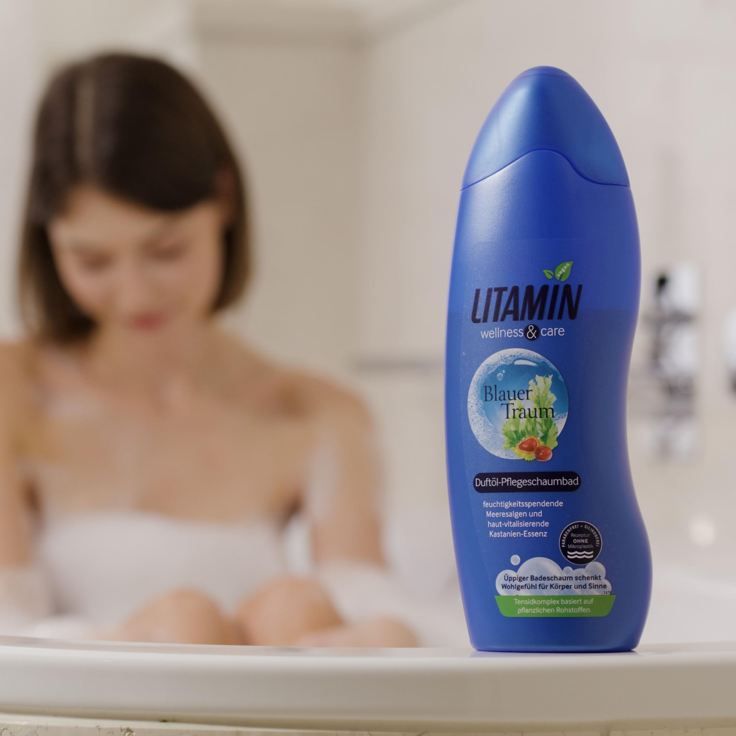 LITAMIN Blauer Traum Duft-Pflegeschaumbad 750ml - mit Meeresalgen & Kastanien-Essenz reinigt sanft und enthält keine Mikroplastikpartikel, ist paraben- und silikonfrei (6)