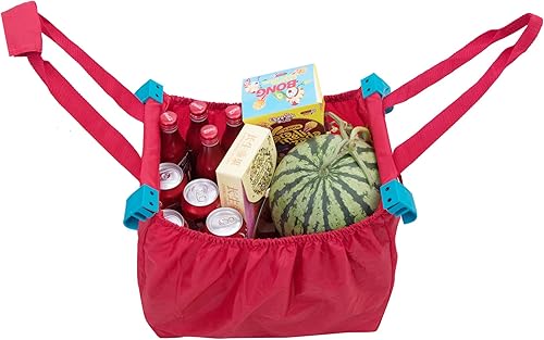 Miniatura 8 de 3 bolsas reutilizables para compras de comestibles, bolsas universales para carrito y organizador de comestibles, Rojo Brillante