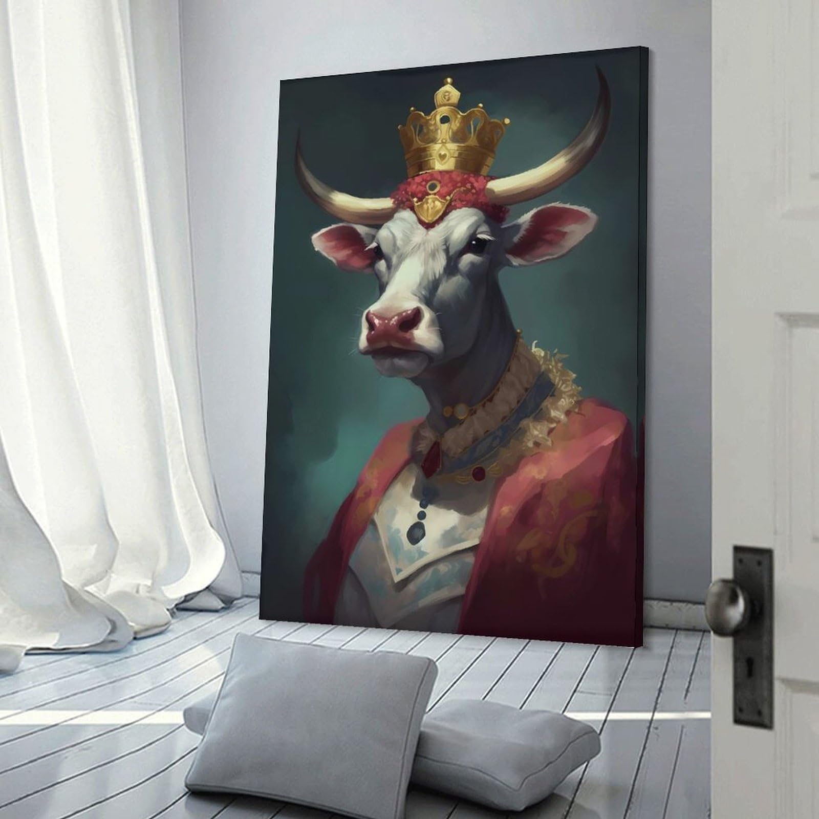 Junmoney Frame-Style Cow Imaginative Play Wall Picture Print, 24X36inch(60X90cm), For New Home Styling, Lounge Or Bedroom, Home Artwork For Modern Interiors