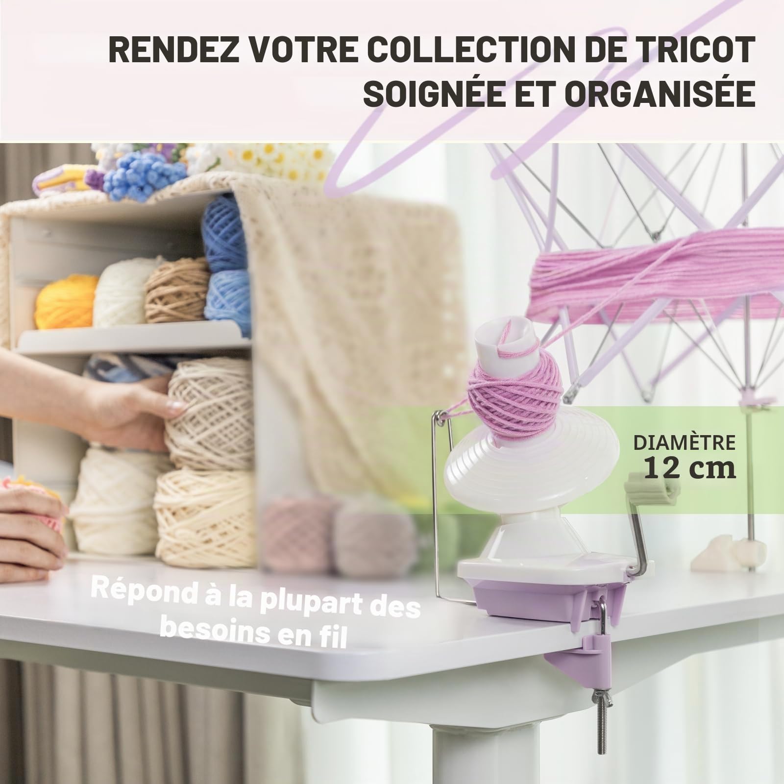 INMAKER Bobinoir à Laine et Dévidoir à Laine, Enrouleur Pelote de Laine | 4oz, Plastique ABS Durable, Manuel, Facile à Utiliser, Portable