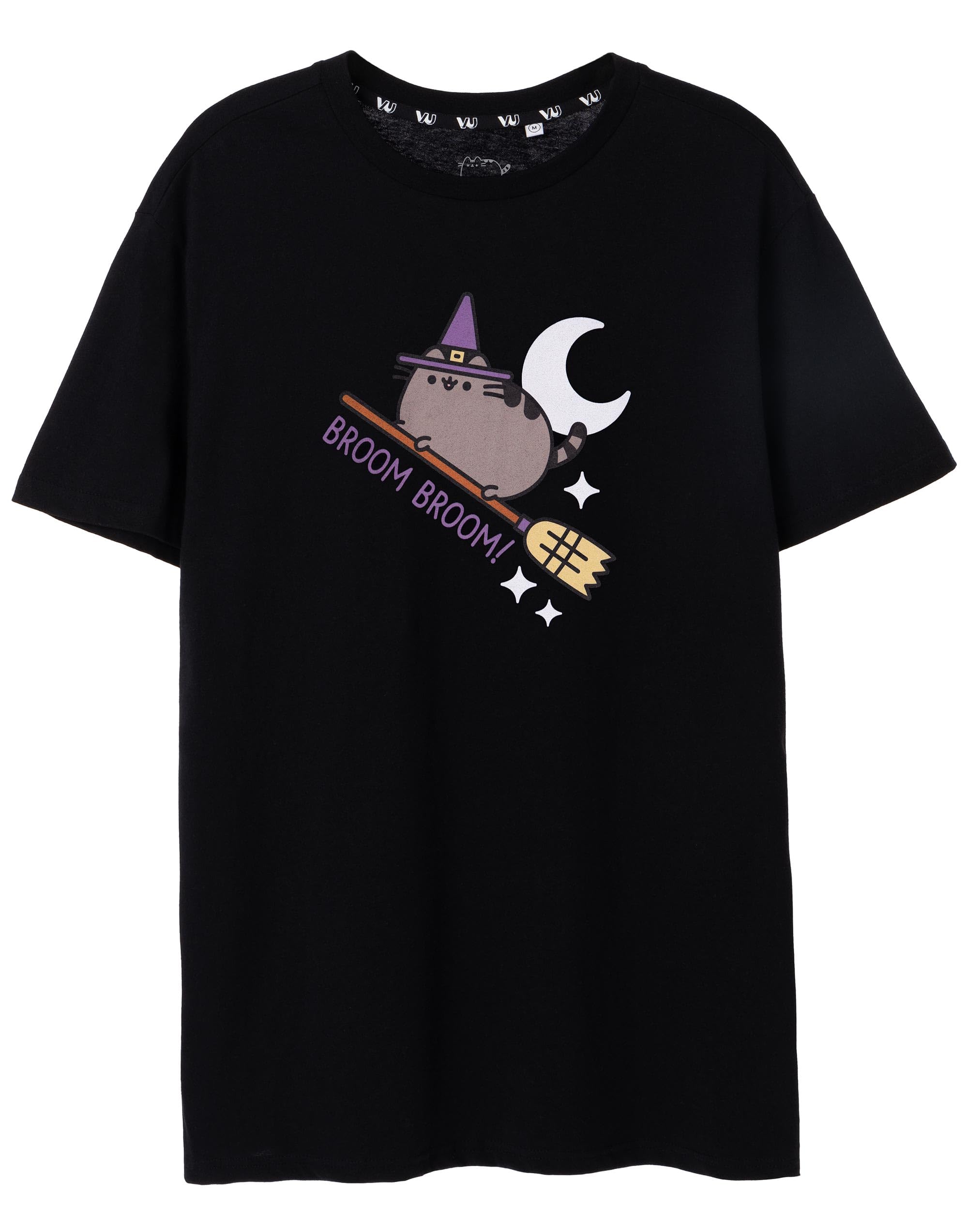 B&Q -  Pusheen Womens Black Halloween Broom Broom Short Sleeved T-Shirt (X-Large)