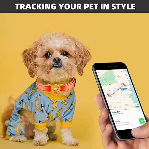 Miniatura 4 de Collar reflectante AirTag para perro, compatible con Apple AirTag, collar de nailon para cachorros y gatos con soporte de silicona AirTag para