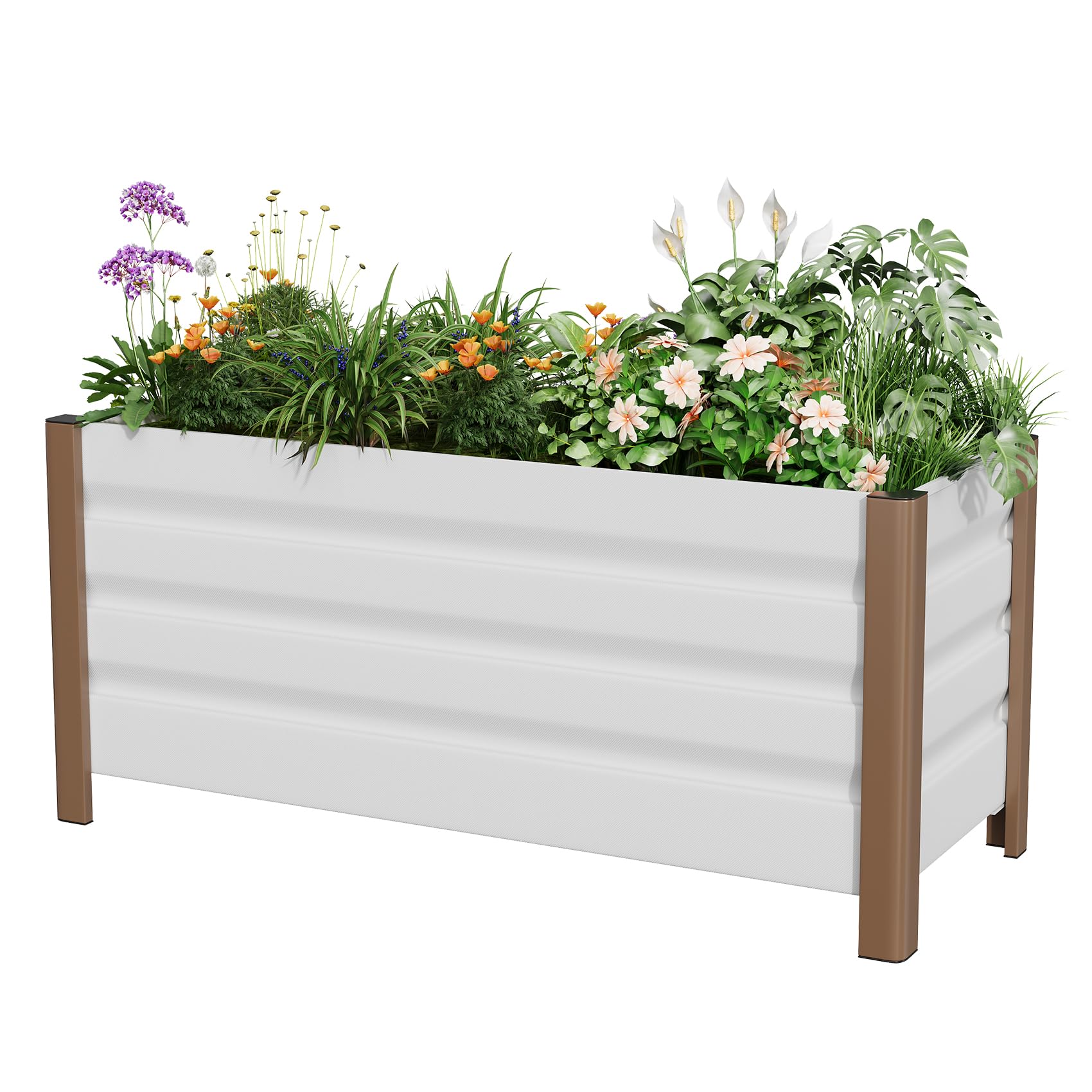 Garvee 100x40x45cm Aluminium Planter Box, Raised Garden Bed with Drainage