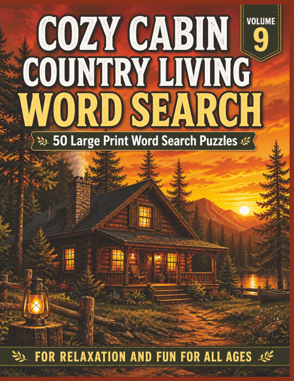 COZY CABIN COUNTRY LIVING WORD SEARCH - VOLUME 9: 50 Large Print Puzzles Inspired by Cozy Cabins, Rustic Living & Peaceful Country Escapes for all ages