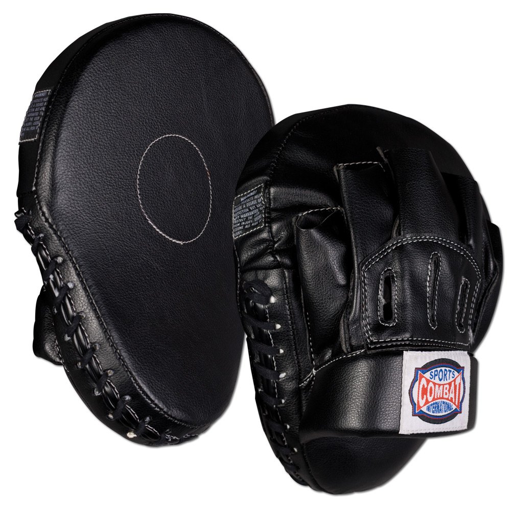 Combat SportsMMA & Boxing Punch Mitts Pair - 1.5" Thick Padding, Open Finger Hood, Durable Synthetic Leather
