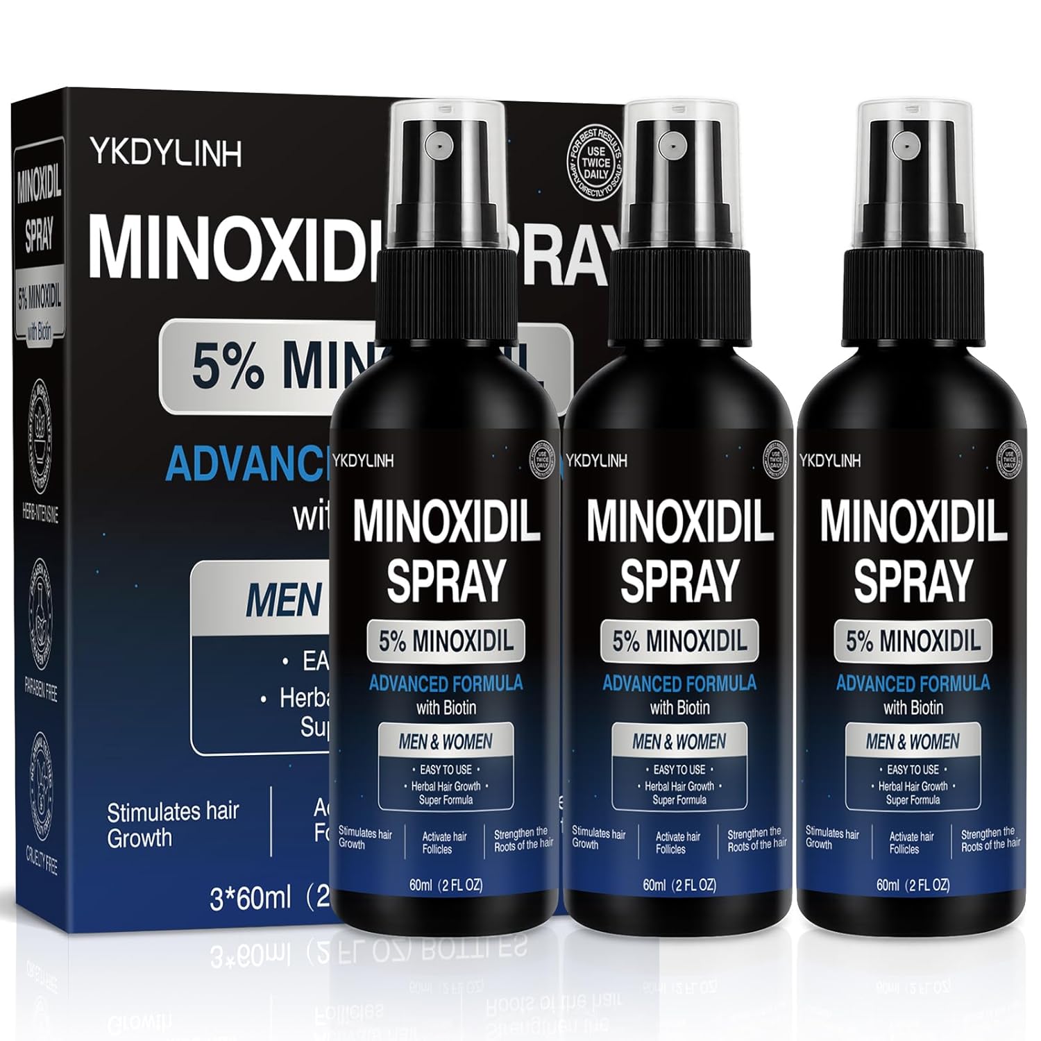 5% Minoxidil Spray,3 pack– High-Efficiency Hair Loss Product to Prevent Thinning, and Hair Regrowth Treatment for Stronger, Fuller Hair