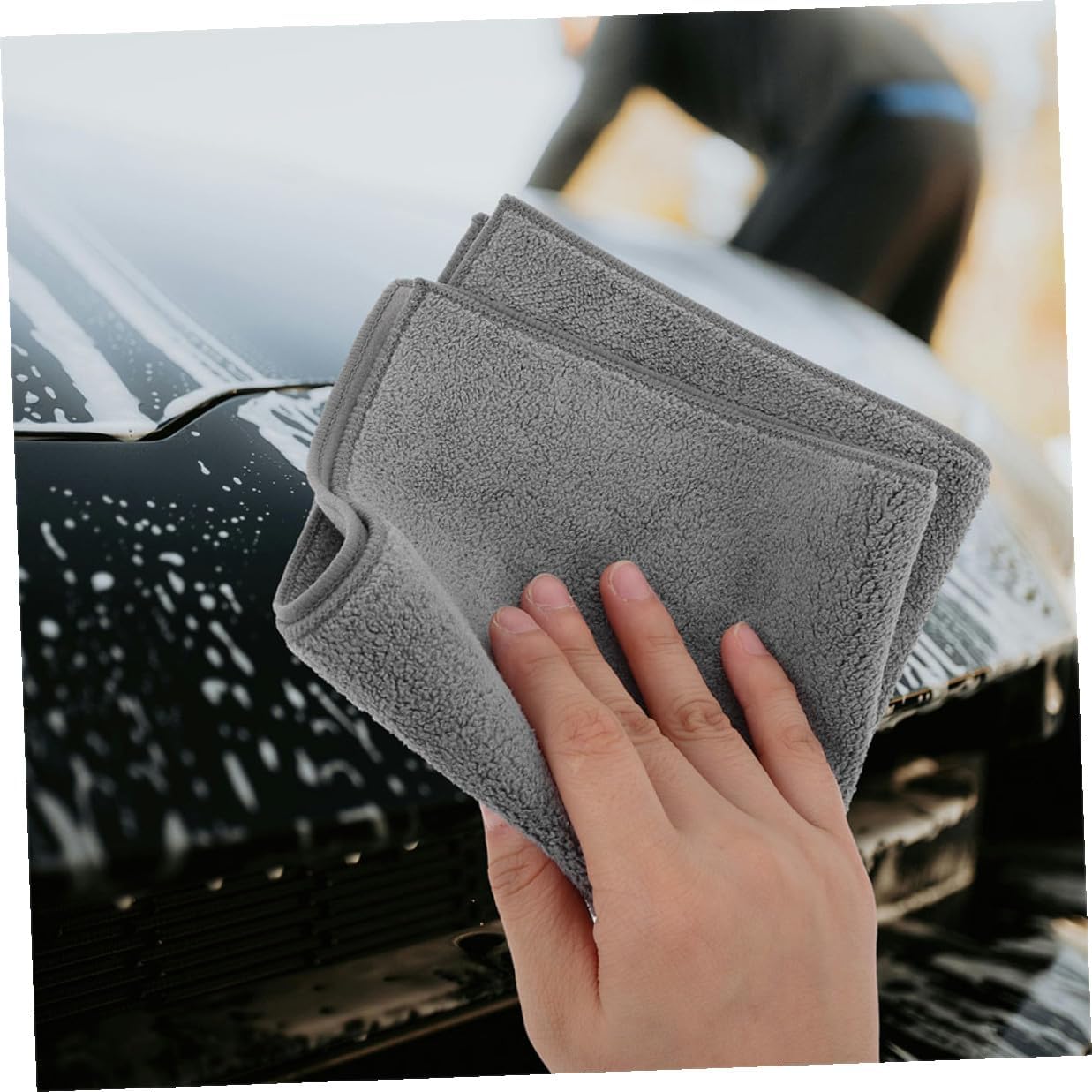 BETOOKY 2pcs Thick Microfiber Car Wash Towels 30x30cm Highly Absorbent Dual-Sided Drying Cloths for Interior and Exterior Auto Cleaning and Detailing