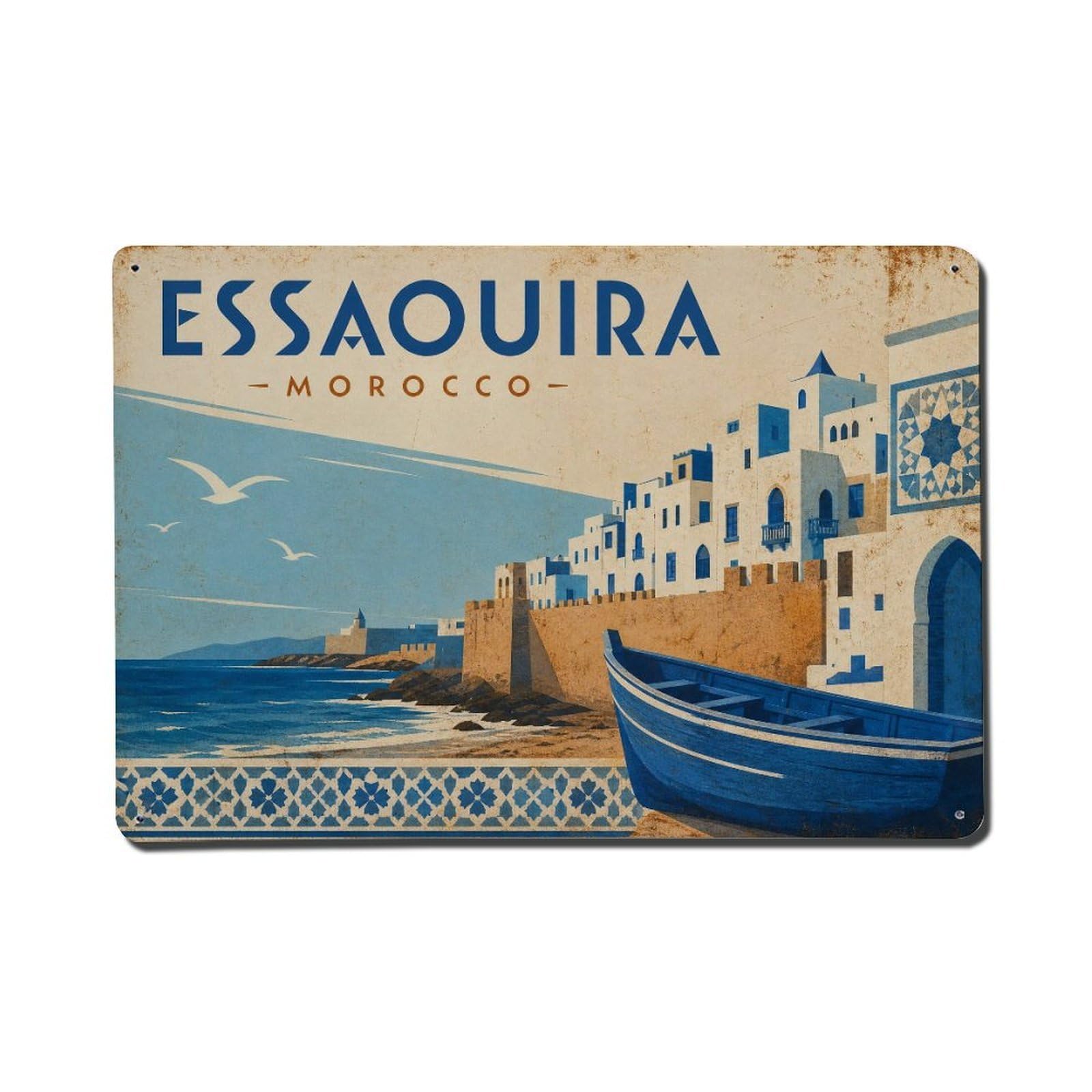 Metal Tin Sign Vintage Travel Morocco Essaouira