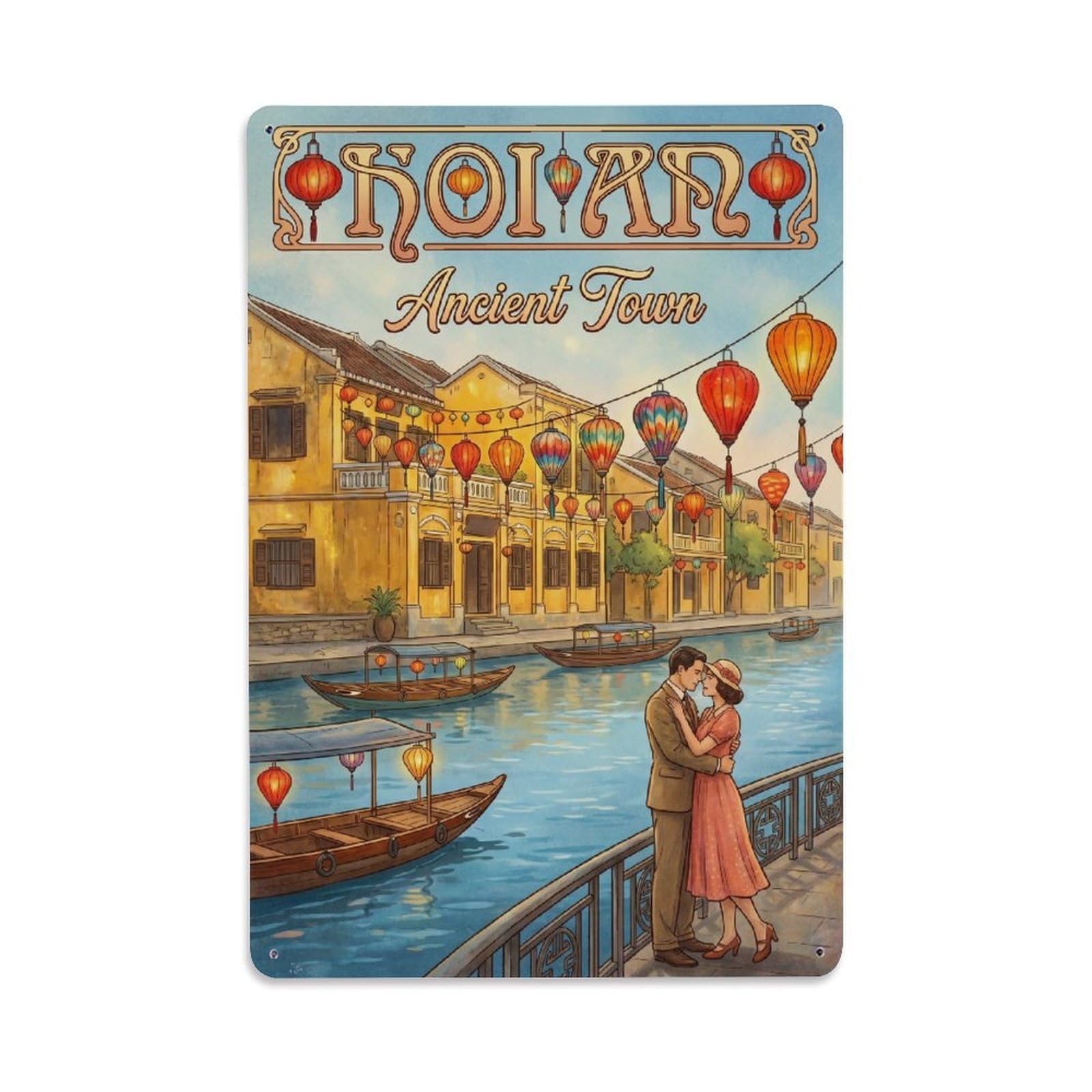 Huiyhb 8X12inch(20X30cm) Vietnam Hoi An Vintage Travel Metal Tin Sign