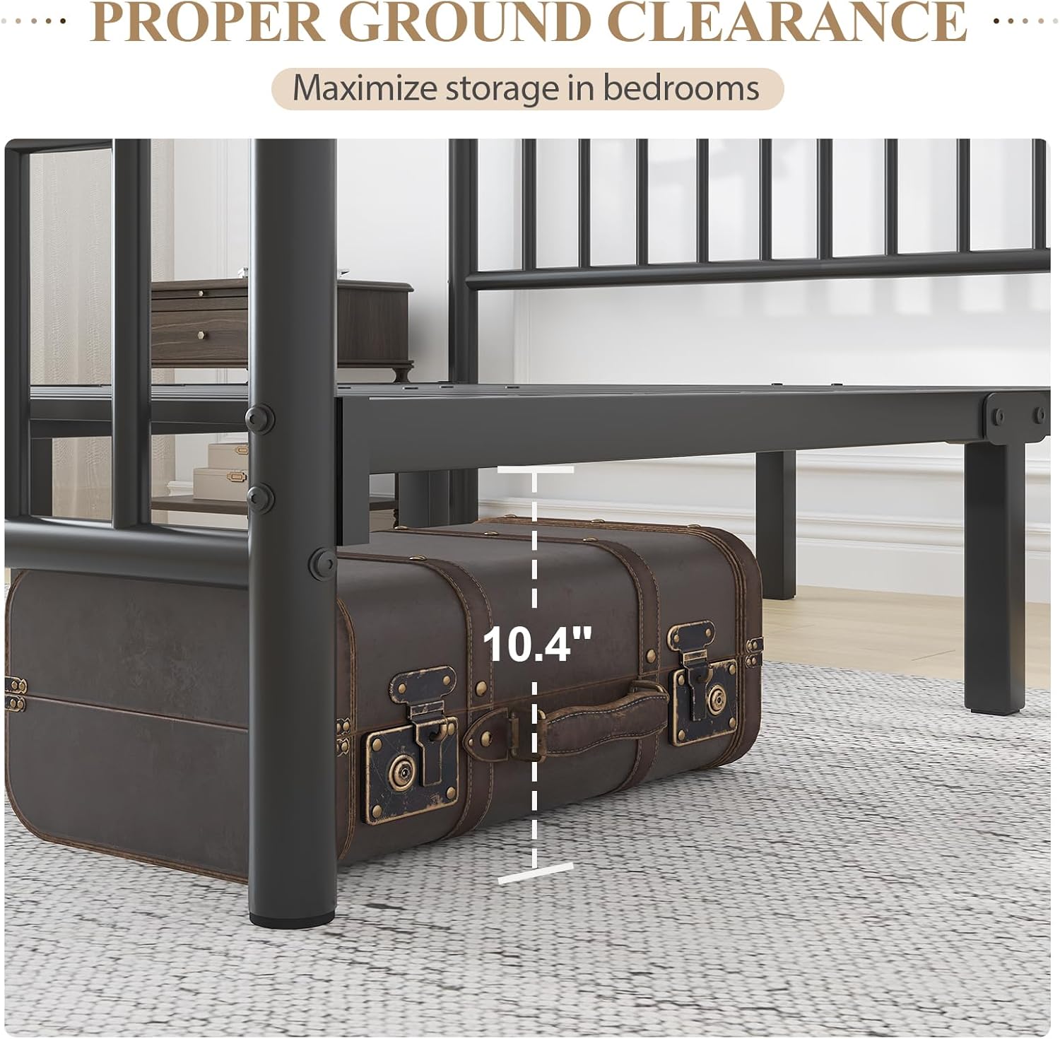 Queen Size Metal Platform Bed Frame with Victorian Style Headboard and Footboard/Under Bed Storage/Easy Assemble/No Box Spring Needed/Noise Free/Black