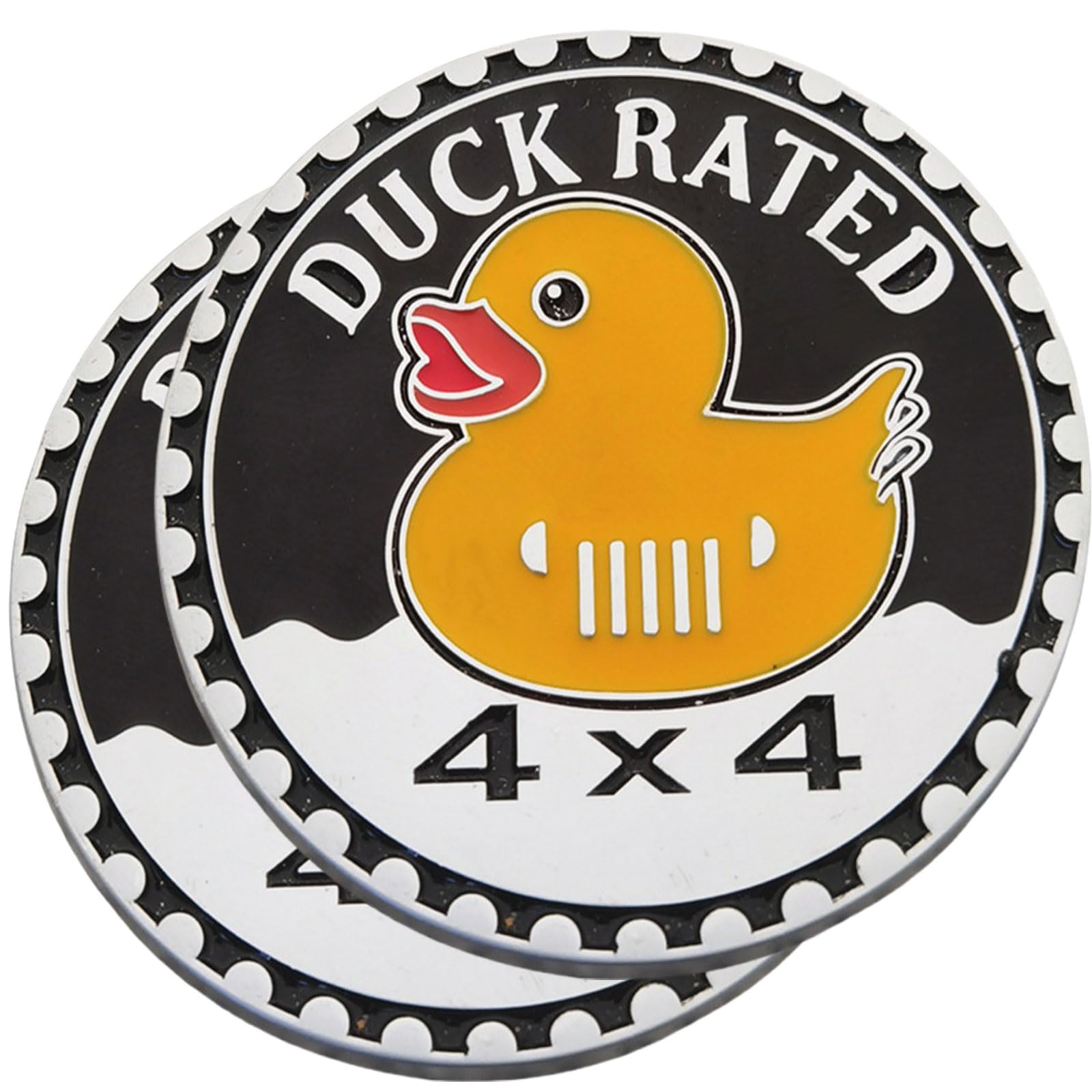 2 pcs Car Emblem 4 x 4 Metal Automotive Badge 3D Metal Car Badges Emblems Round Emblem Decals Car Badge Decals Stickers Compatible with Vehicles Trucks SUV RV Decorations (Duck Rated-E)
