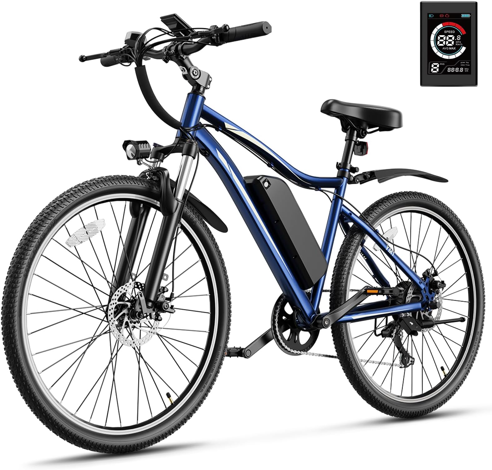 Heybike Electric Bike for Adults with 1200W Peak Brushless Motor, 28mph Max Speed Electric Mountain Bike,480WH Removable Battery Ebike,27.5'' Tires, 7-Speed and Front Suspension