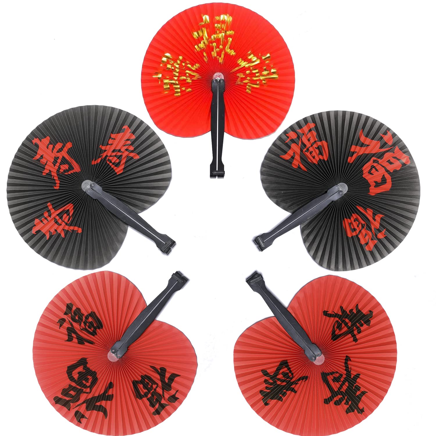 Bestage 20 Pieces Folding Paper Hand Fans Handheld,Chinese New Year Decorations Chinese Fans Asian Oriental Japanese Foldable Fans for Festival Wedding Party Dancing Birthday Favors Decorations