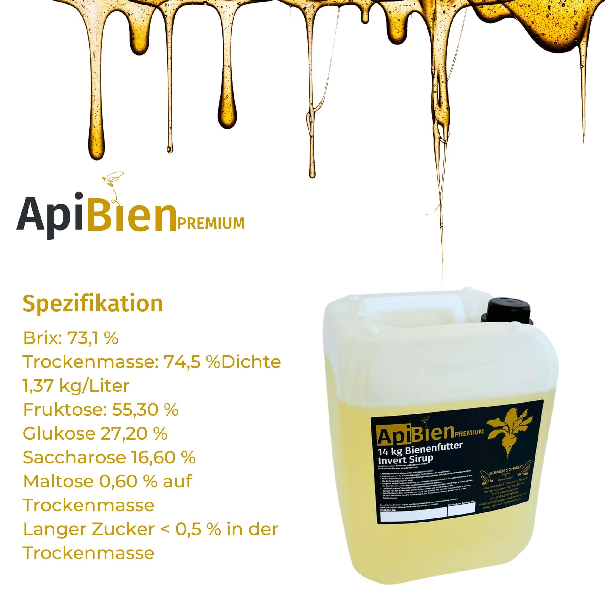 2x APIBIEN Premium Bienenfutter Invert Sirup 14 kg flüssig im Kanister Rübenzuckerbasis