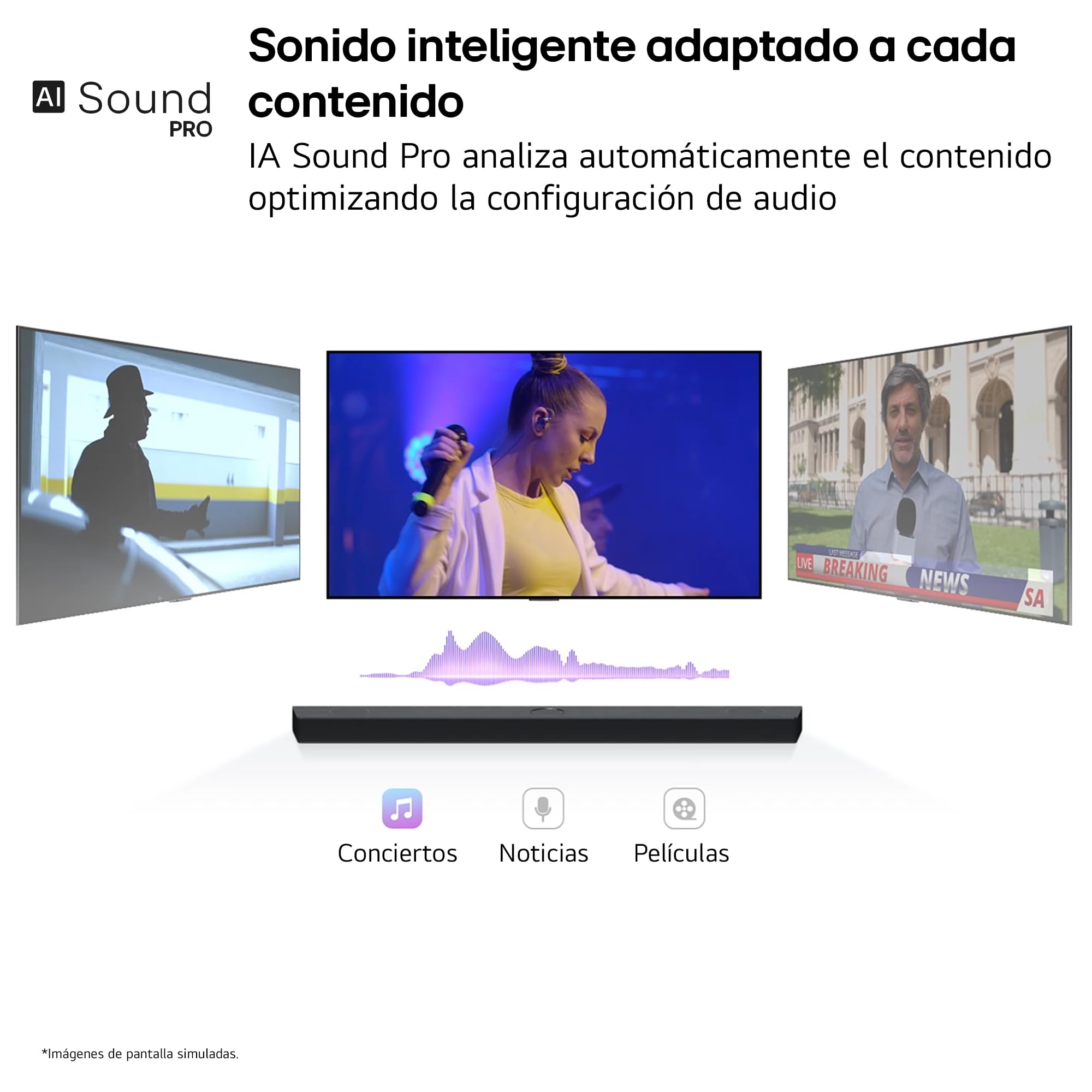 LG S70TY - Barra de Sonido Inteligente, 400W, 3.1.1 Canales, Sonido Envolvente Dolby Atmos y DTS, Amplia Conectividad, Bluetooth, USB, Entrada Óptica, Negro