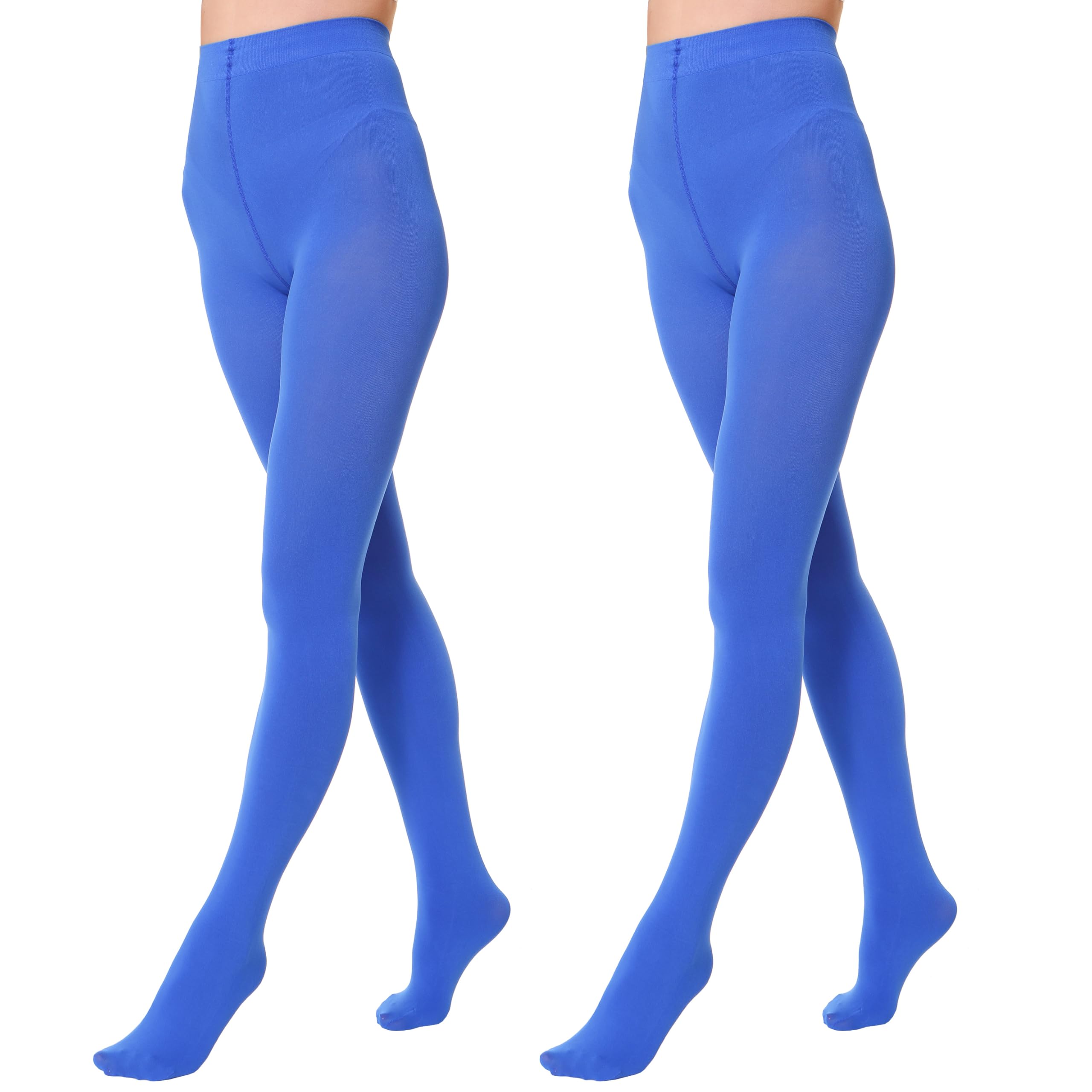 EVERSWE 2 Pairs Women's Microfiber Opaque Tights (XXL-3XL, Lapis Blue)