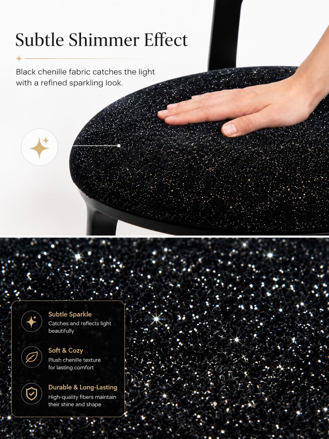 hitsuki Silla de Oficina sin Reposabrazos Silla Ergonómica de Escritorio con Reposapiés Giratorio 360° Silla Ajustable en Altura con Ruedas para Teletrabajo Negra Brillante