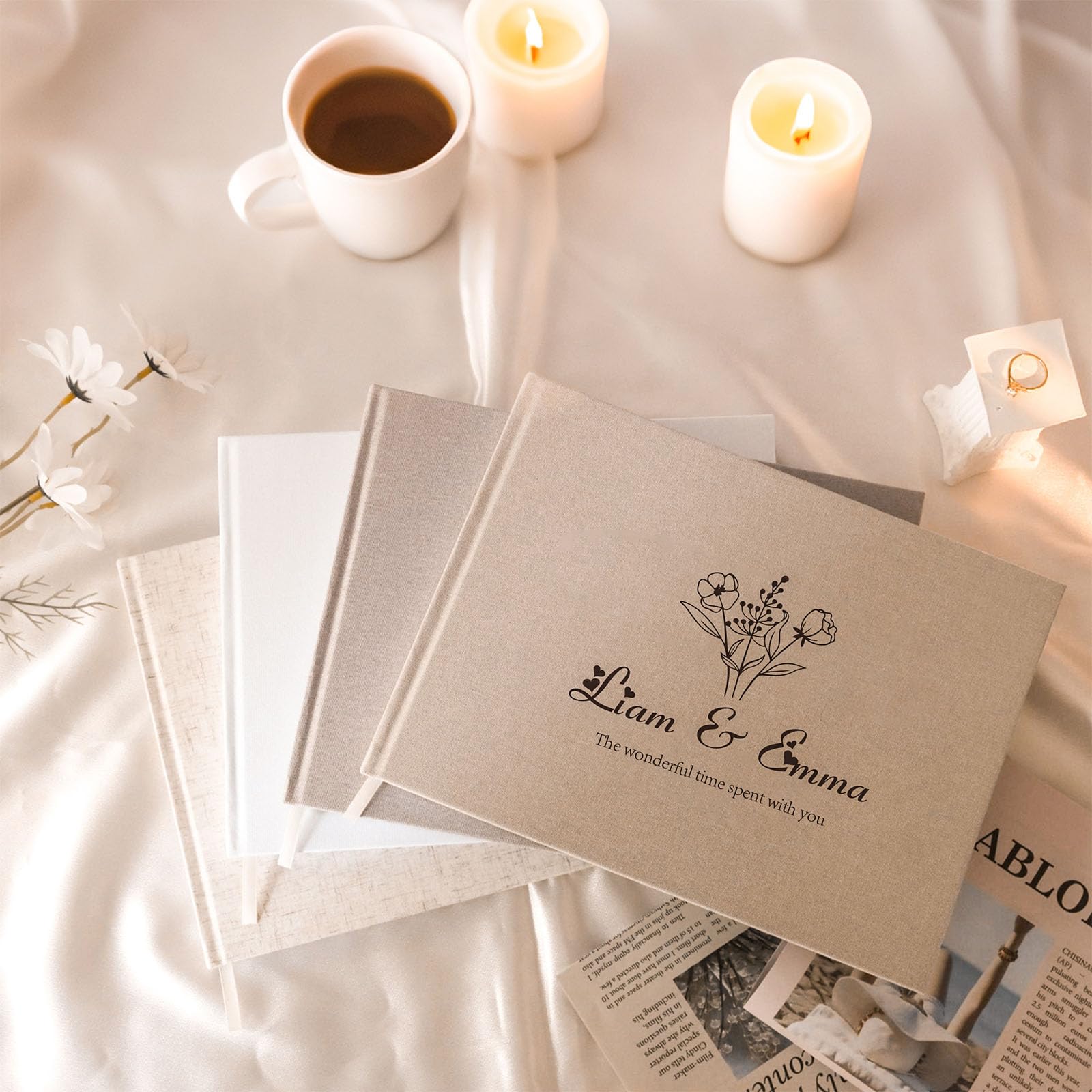Libro degli ospiti personalizzato per matrimoni, con copertina rigida per ricevimenti di nozze, feste di compleanno o eventi, elegante libro degli ospiti con pagine bianche per firma, extra large 29,2