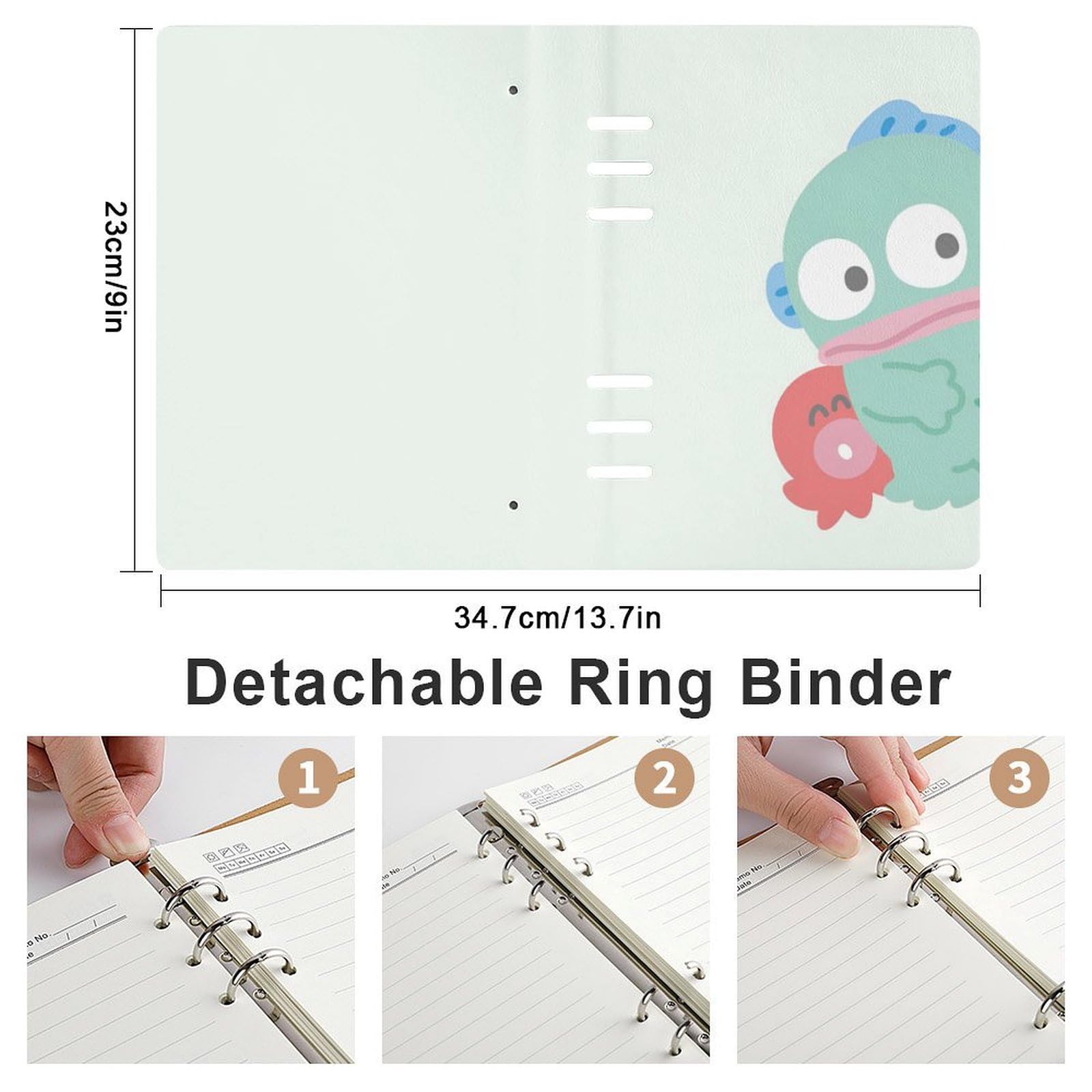 Amazon.co.jp: ハンギョドン システム手帳 PU ノートメモ帳 バインダー