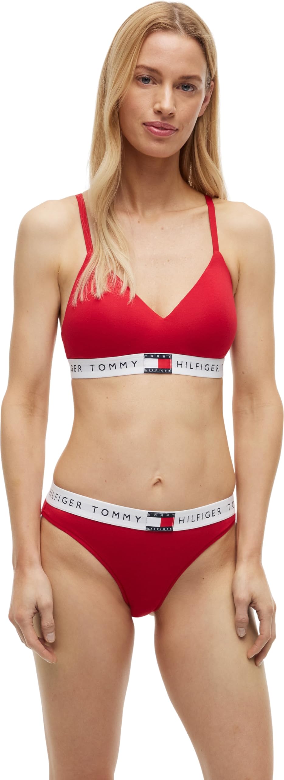 Tommy Hilfiger Heritage Cotton Lift Bralette, Red, Size L, Women