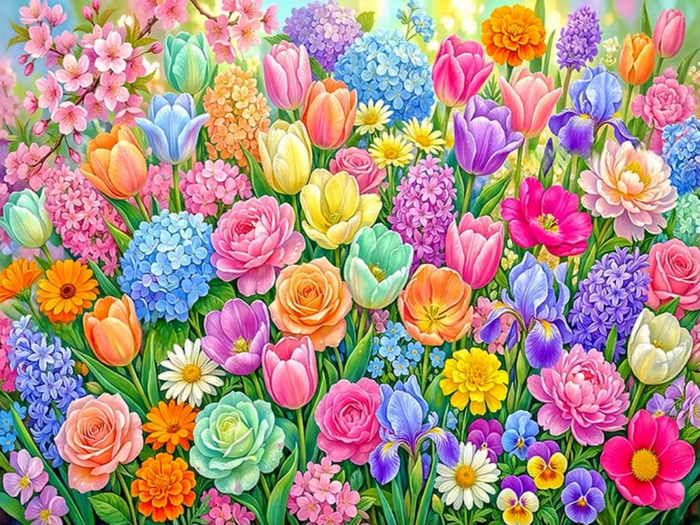 Brennora Embroidery Cross-Stitch Kits for Adults Beginners Pre Printed Cross Stitch Kit 11CT Needlework Arts and Crafts for Home Decor Flowers 16x20 inch