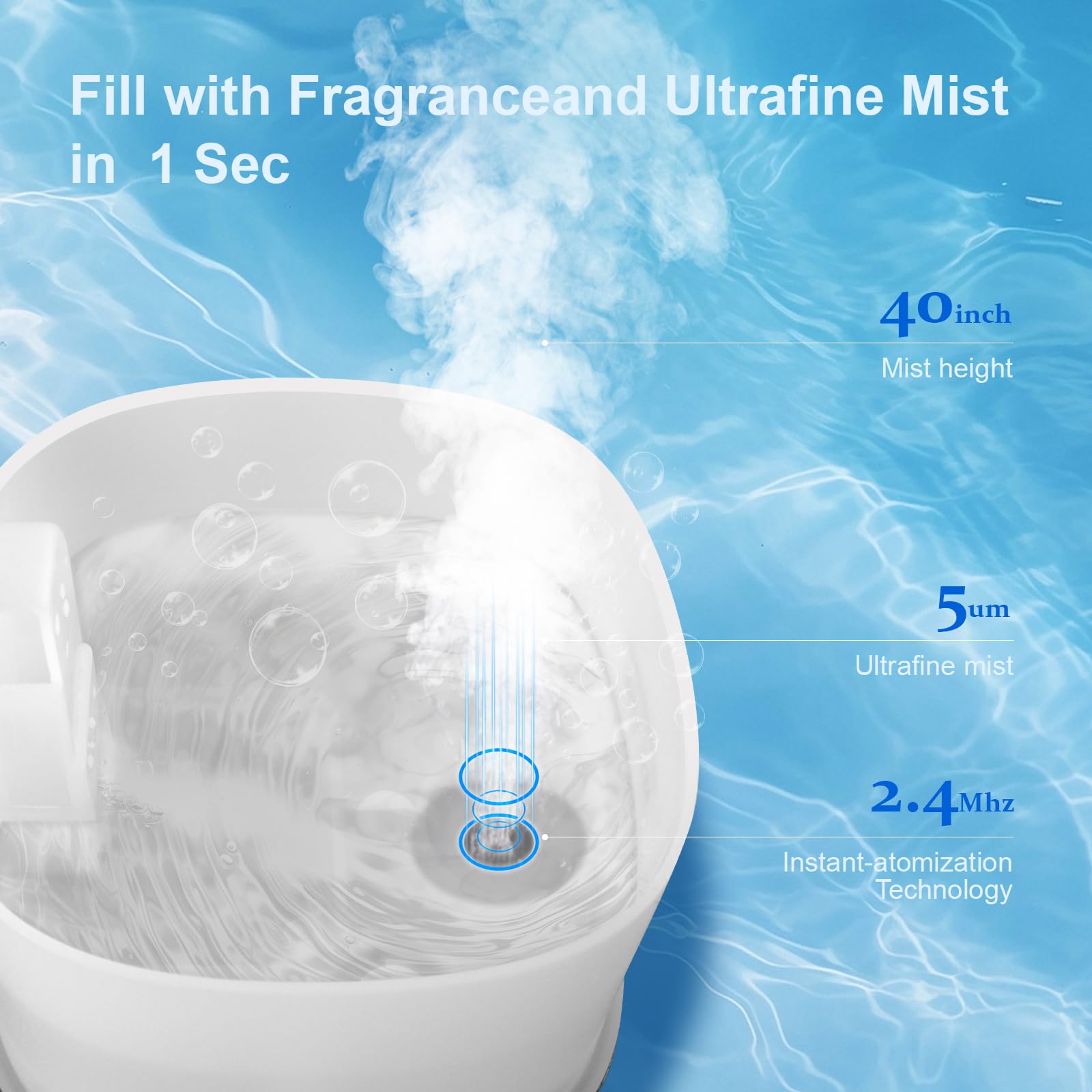 Diffusore di oli essenziali, diffusore per aromaterapia, umidificatore a nebbia fredda con luci LED a 7 colori