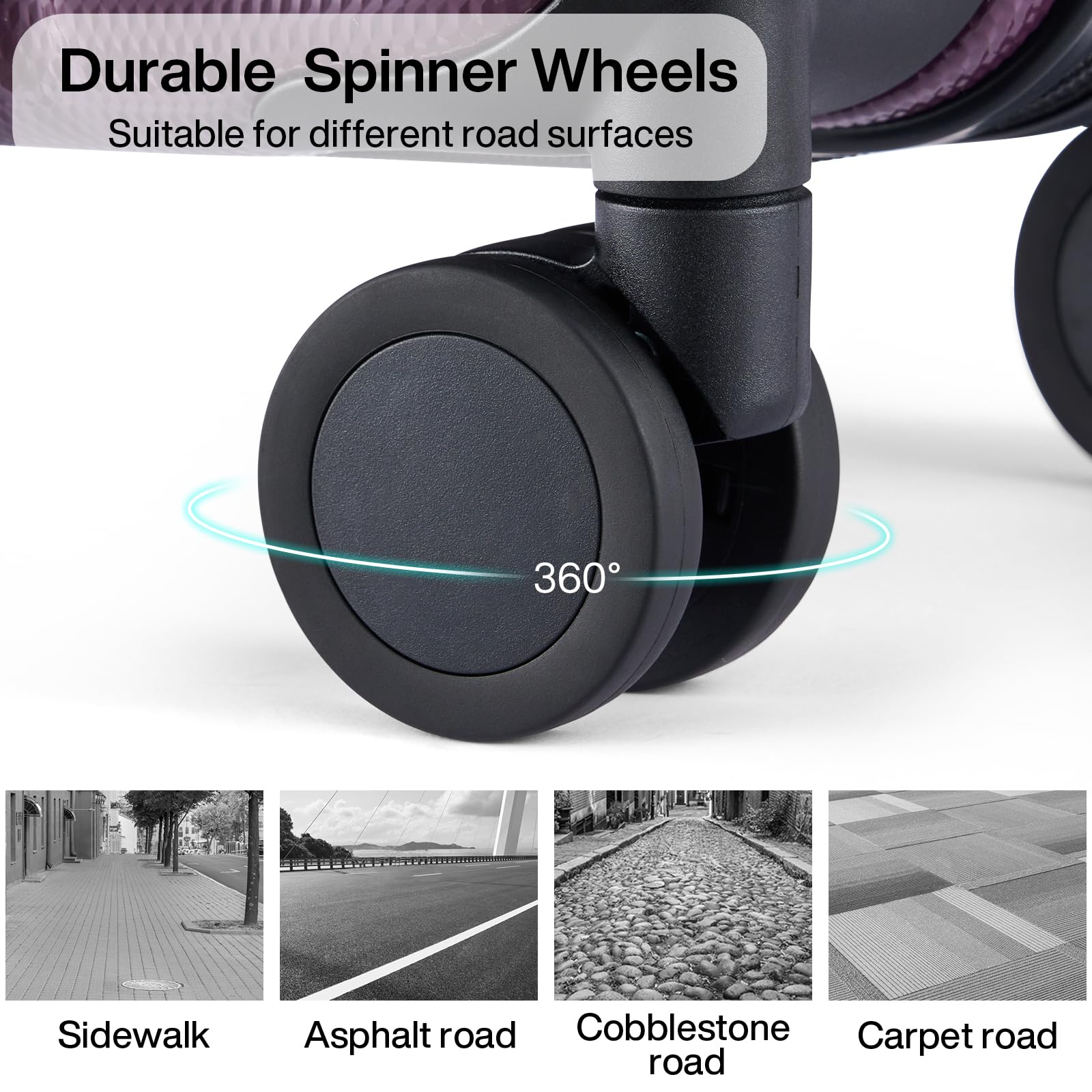 Hanke Luggage Sets 3 piece Carry On Luggage with Wheels PC Hard Shell Suitcases Lightweight Checked Tsa Luggage Extra Large Travel Suitcase Woman Men 20/24/29 Inch （Purple） - 5