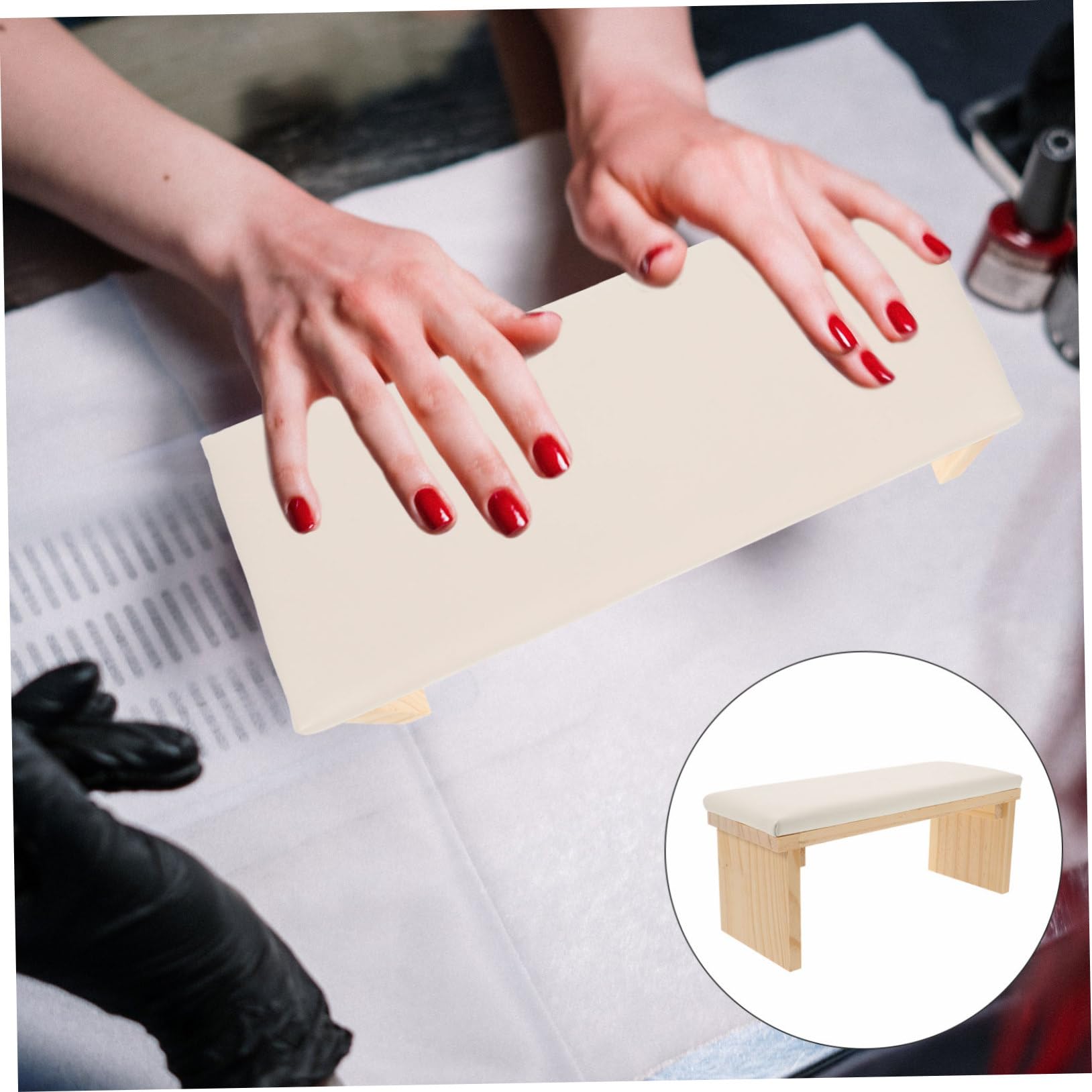 Hemobllo Cuscino per Mani per Manicure Poggiabraccio per Unghie Cuscino per Mani per Nail Art Superficie in Materiale Pu per Saloni di Bellezza e Uso Domestico