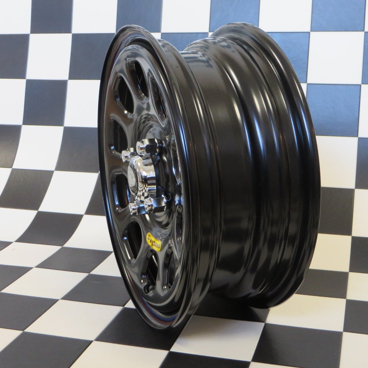 新品ホイール　14X5.0デイトナスチール　マットブラック4本セット　キャップ付 新品ホイール 14X5.0デイトナスチール マットブラック4本セット