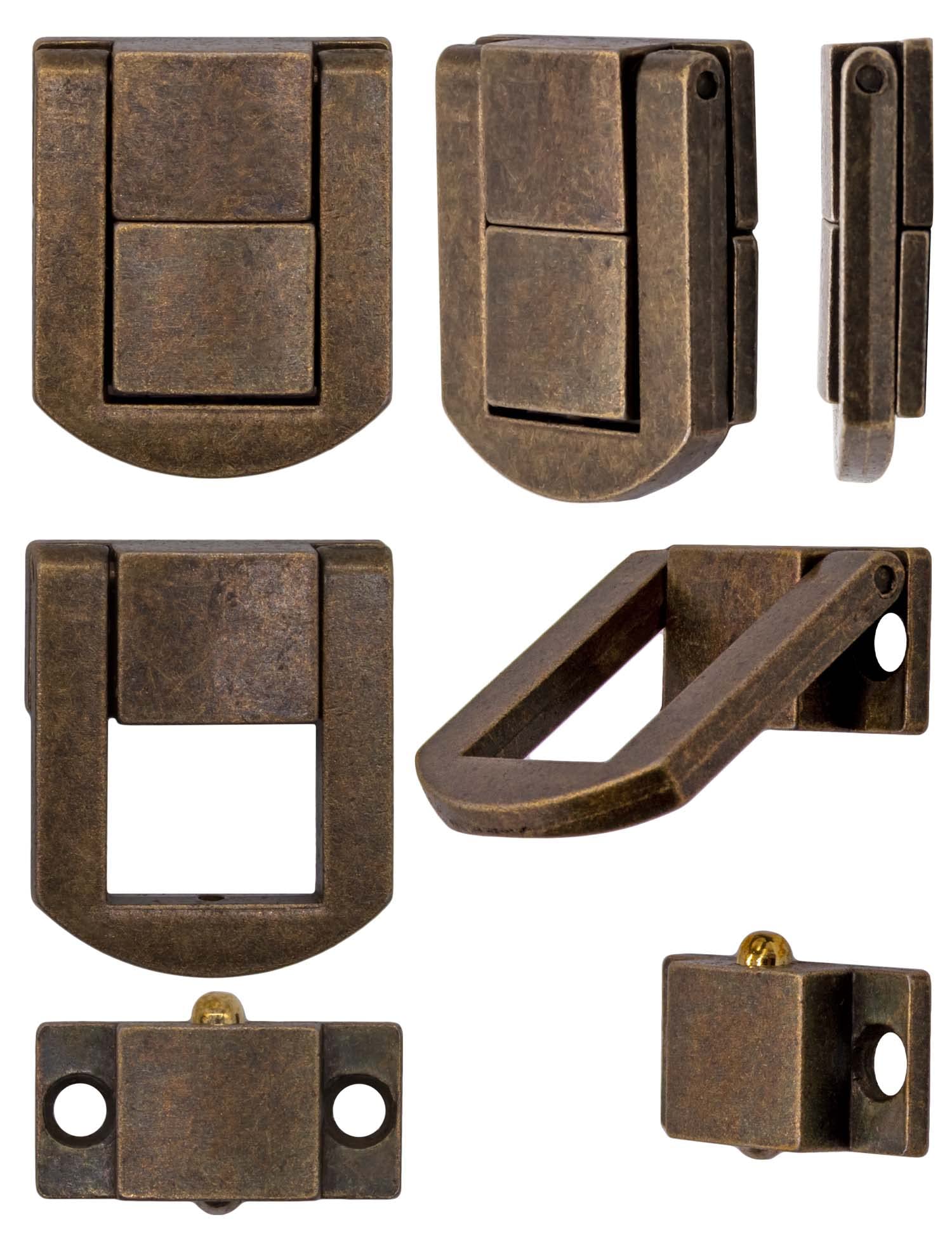 FUXXER 4 chiusure per cassapanche, casse, scatole, valigie, raccordi in metallo, bronzo, 30 x 25 mm