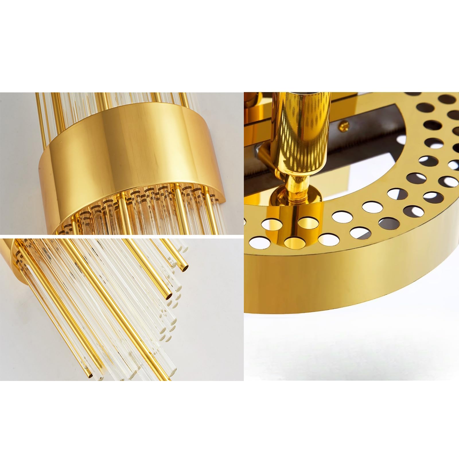 E14 Kristall-Wandleuchte mit goldenem Sockel,Moderne Kristall-Wandlampe,Wandleuchten innen Wohnzimmer,Schlafzimmer,Badezimmer,Flur,Treppenhaus (45cm)